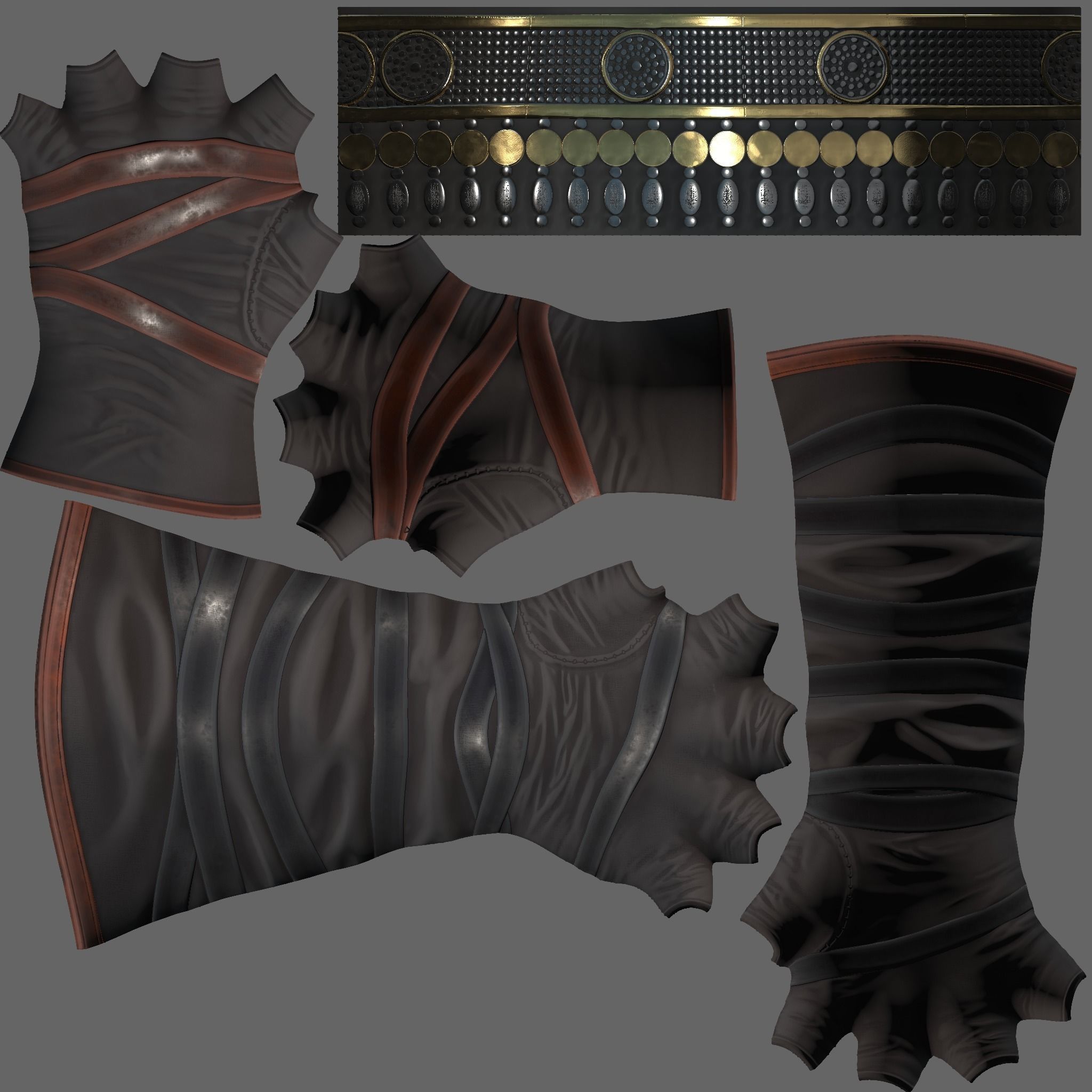 Medieval Female Warrior Gloves Low-poly 3D model_10