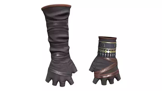 Medieval Female Warrior Gloves Low-poly 3D model Medieval Female Warrior Gloves Low-poly 3D model
