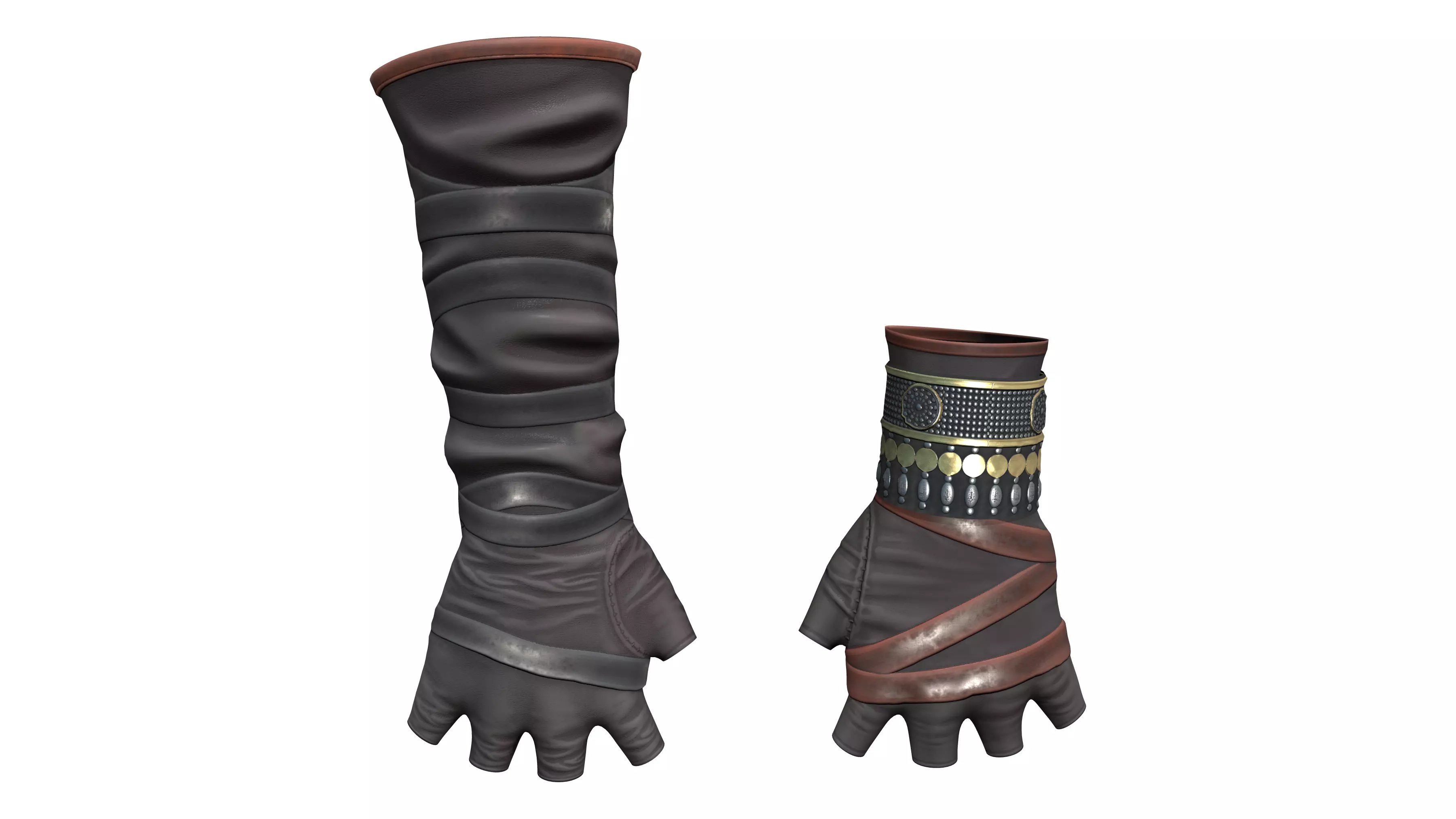 Medieval Female Warrior Gloves Low-poly 3D model_0