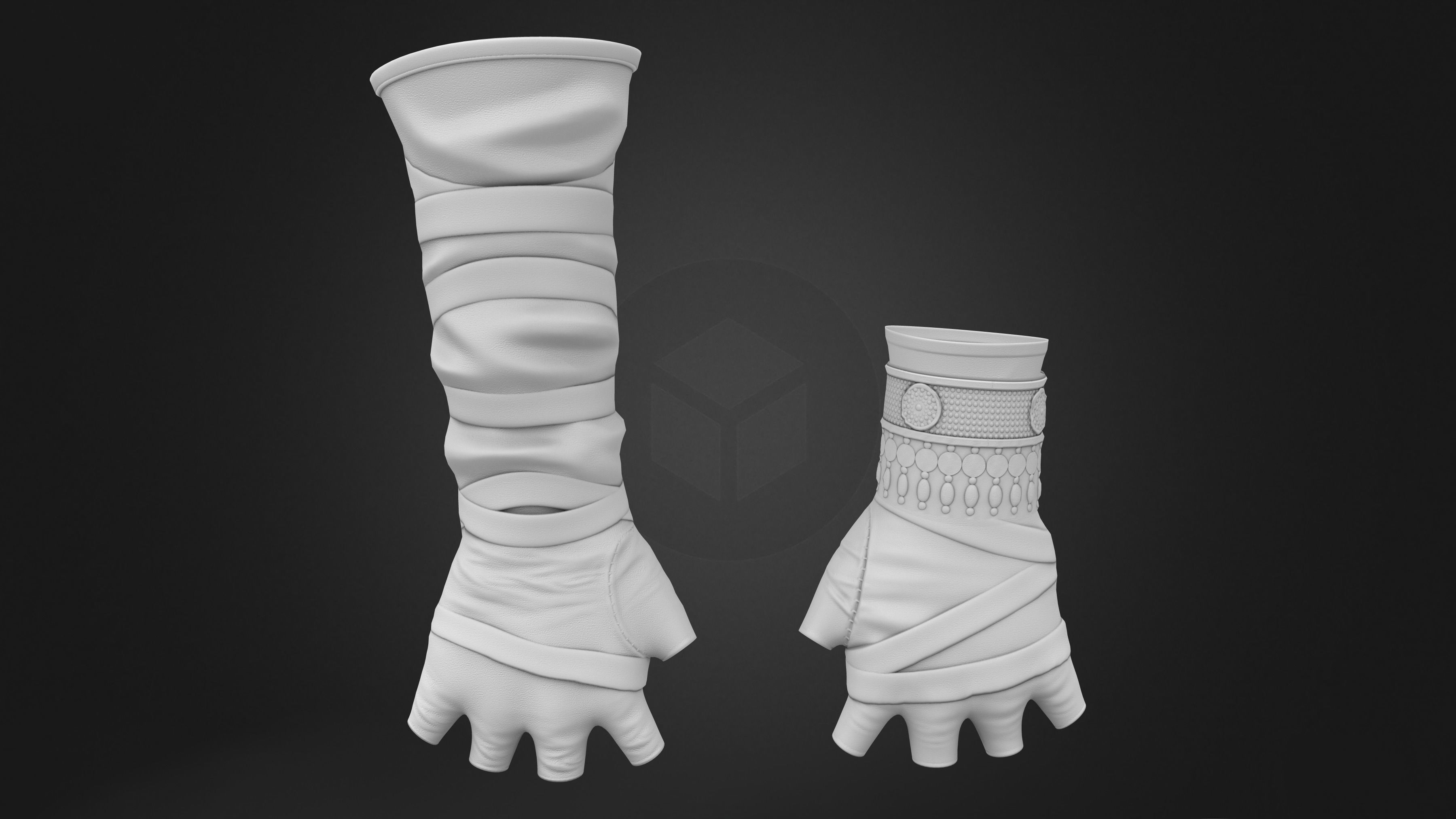 Medieval Female Warrior Gloves Low-poly 3D model_9