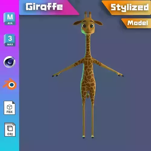 Stylized Giraffe NoRig Low-poly 3D model