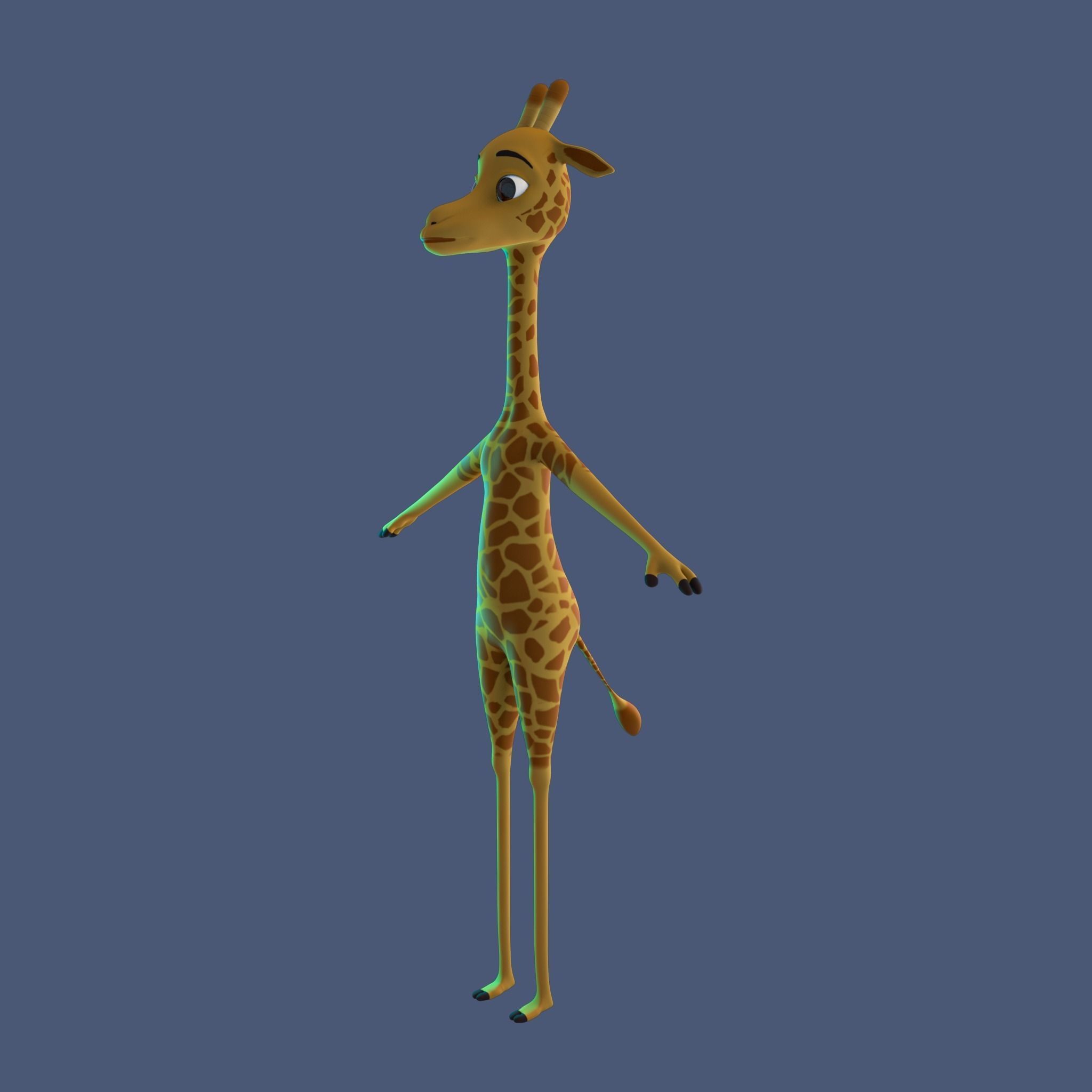 Stylized Giraffe NoRig Low-poly 3D model_12