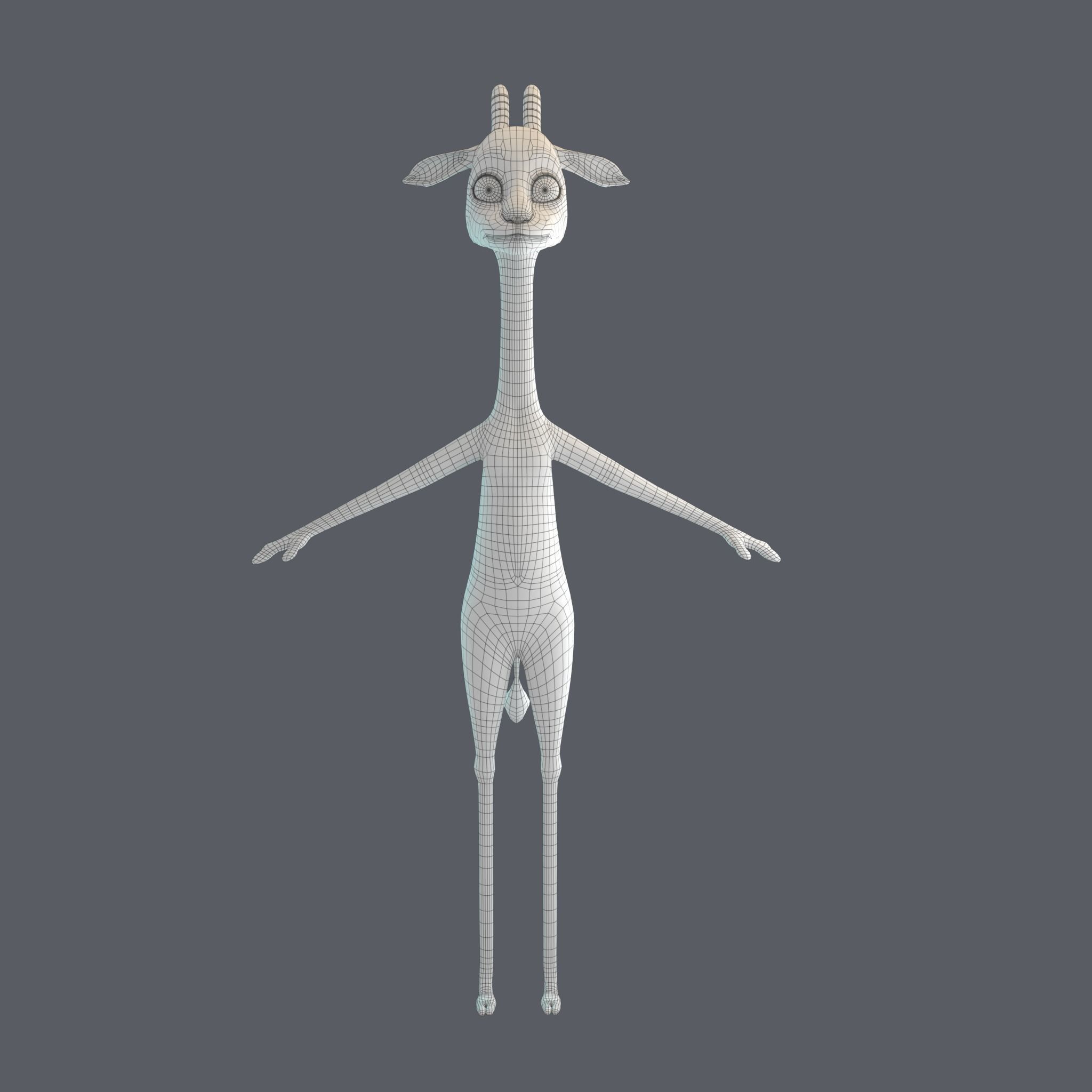 Stylized Giraffe NoRig Low-poly 3D model_14