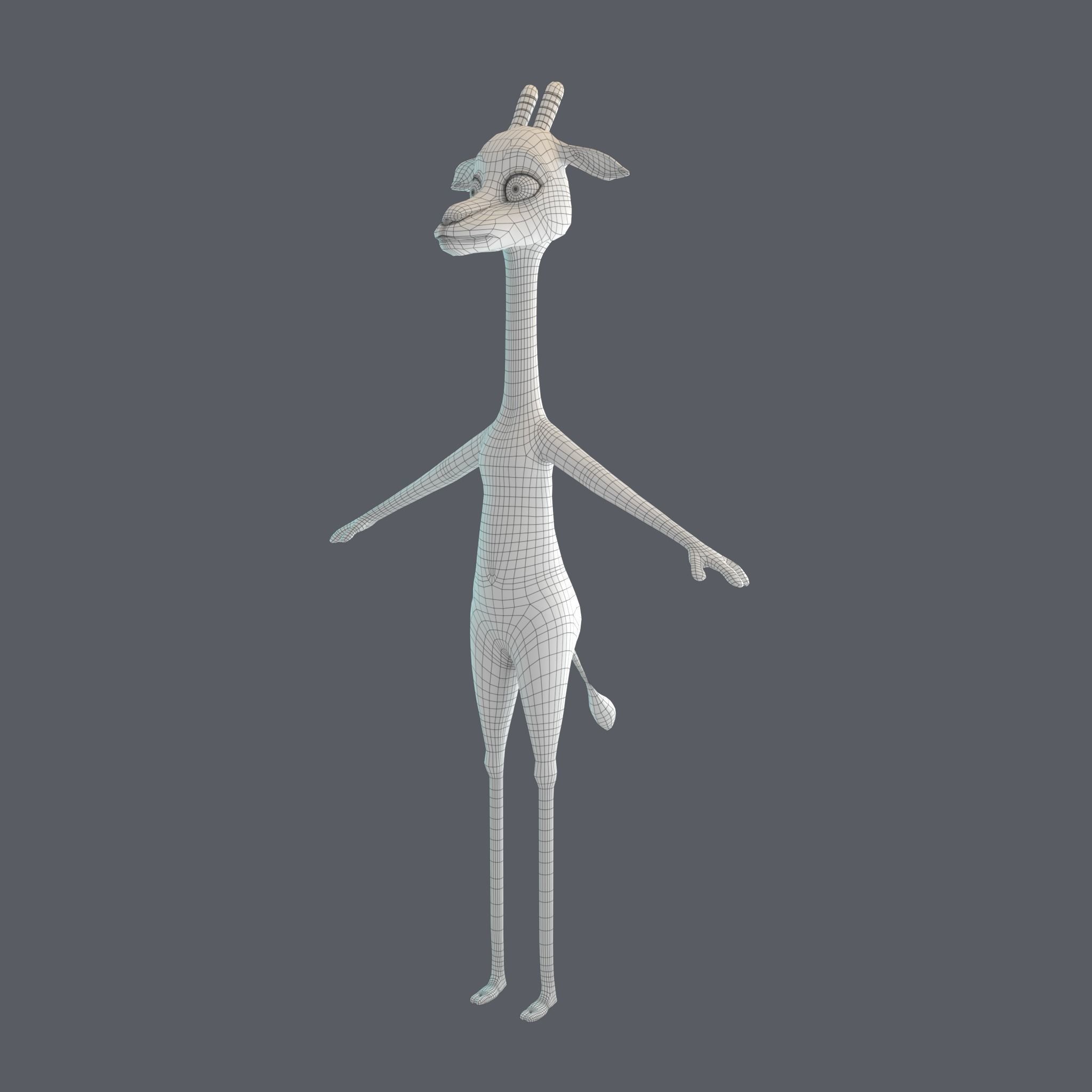 Stylized Giraffe NoRig Low-poly 3D model_19