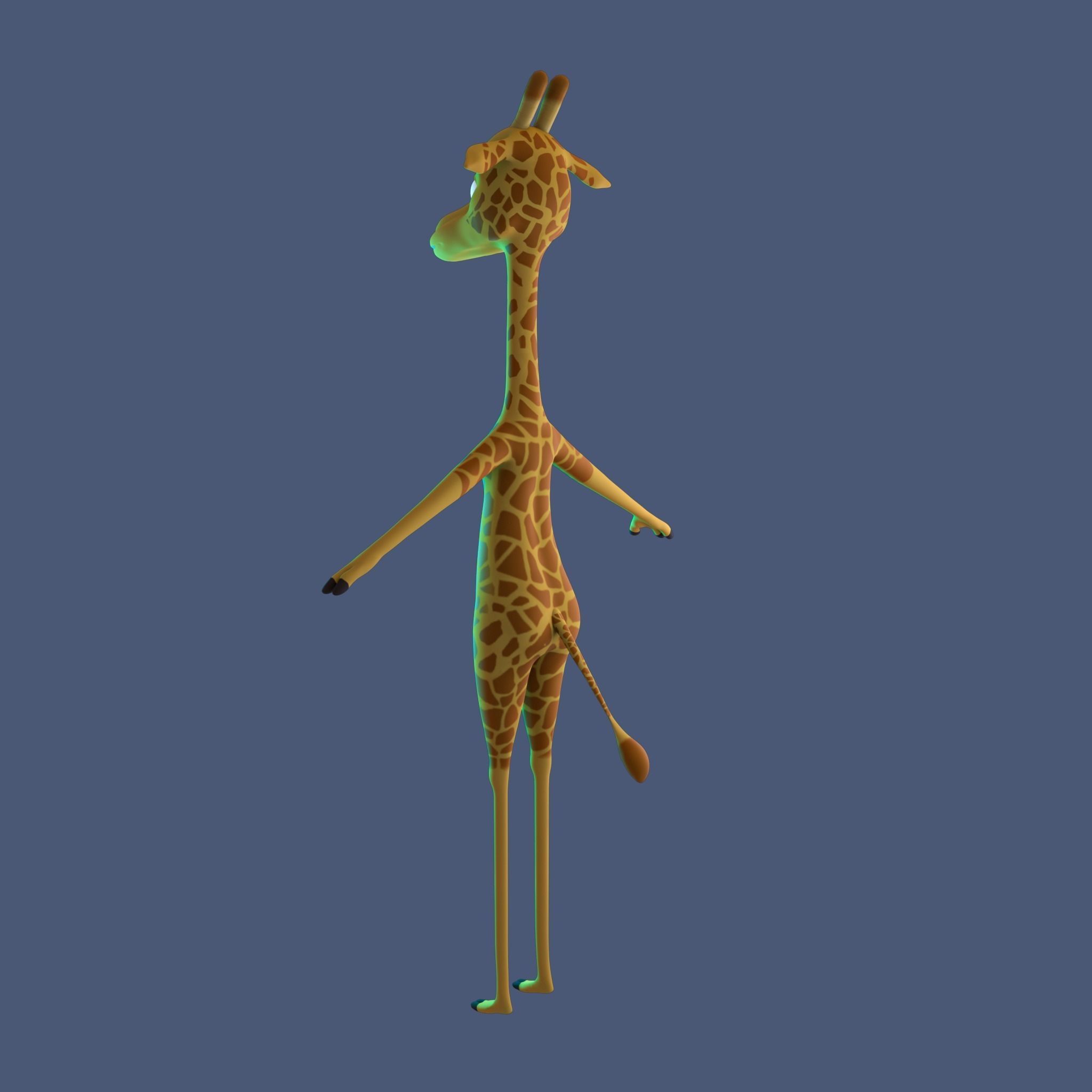 Stylized Giraffe NoRig Low-poly 3D model_10