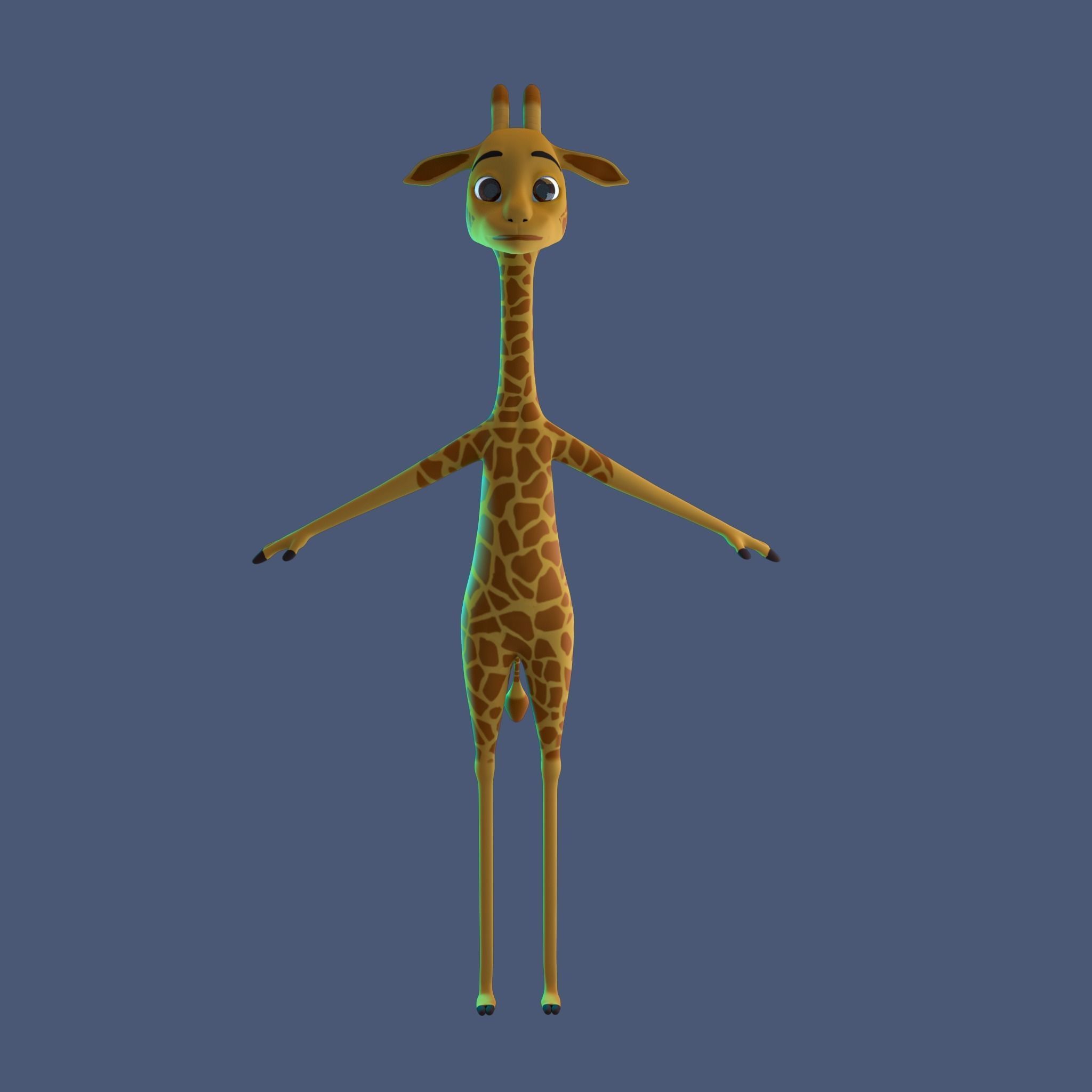 Stylized Giraffe NoRig Low-poly 3D model_1
