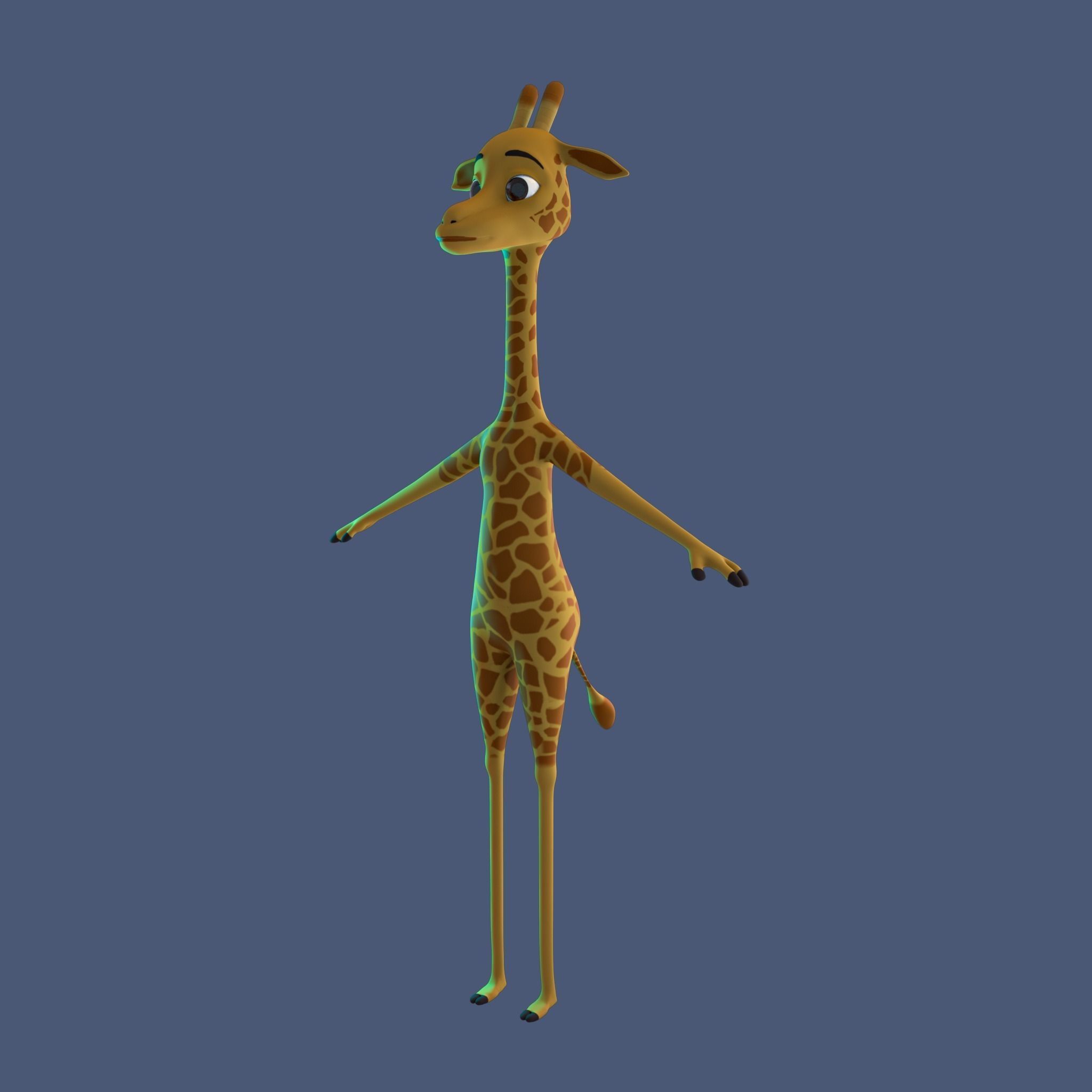 Stylized Giraffe NoRig Low-poly 3D model_13