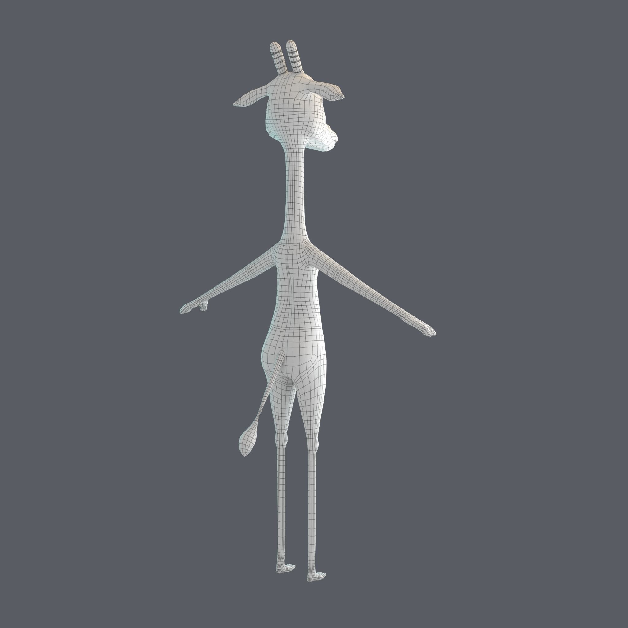 Stylized Giraffe NoRig Low-poly 3D model_16