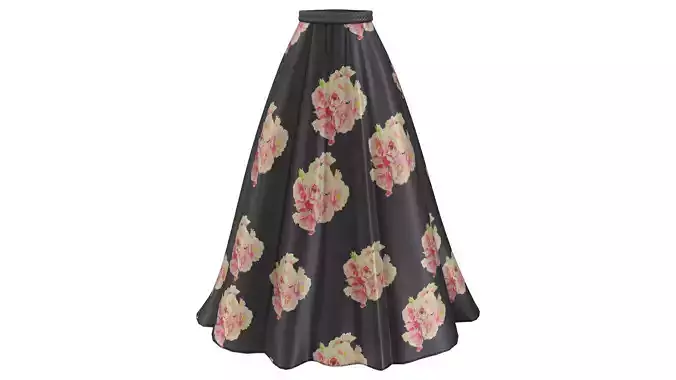 Flowers Print Elegant Long Fashion Skirt