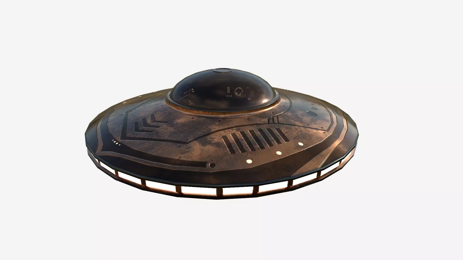 Alien Spaceship UFO B06 Copper - Sci Fi Spacecraft Design Low-poly 3D model