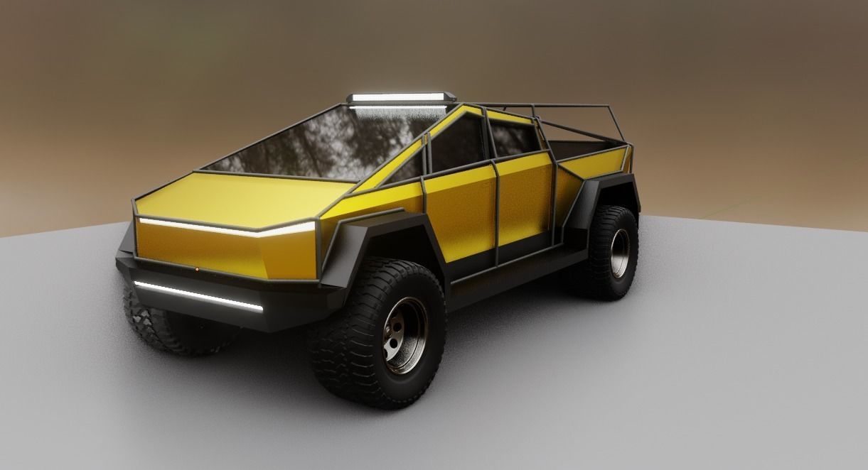 cyber truck Low-poly 3D model_2