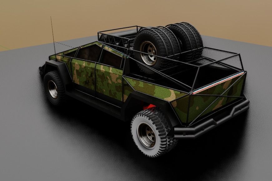 cyber truck Low-poly 3D model_11