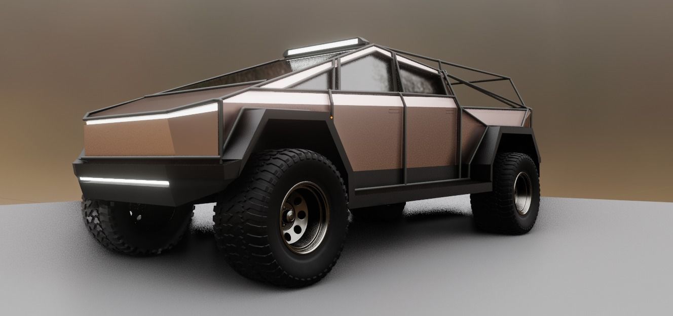 cyber truck Low-poly 3D model_4