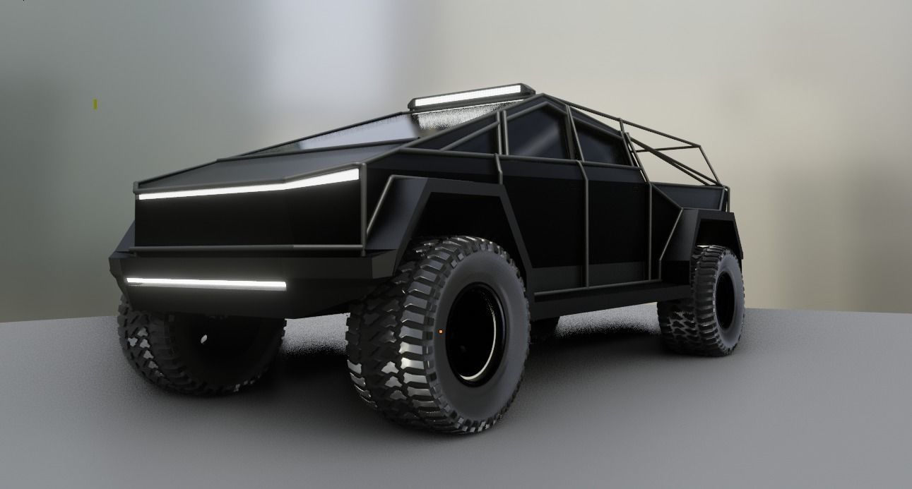 cyber truck Low-poly 3D model_5