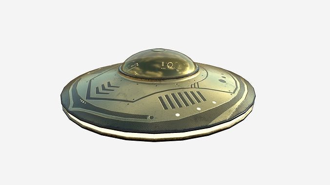 Alien Spaceship UFO B07 Gold - Sci Fi Spacecraft Design Low-poly 3D model