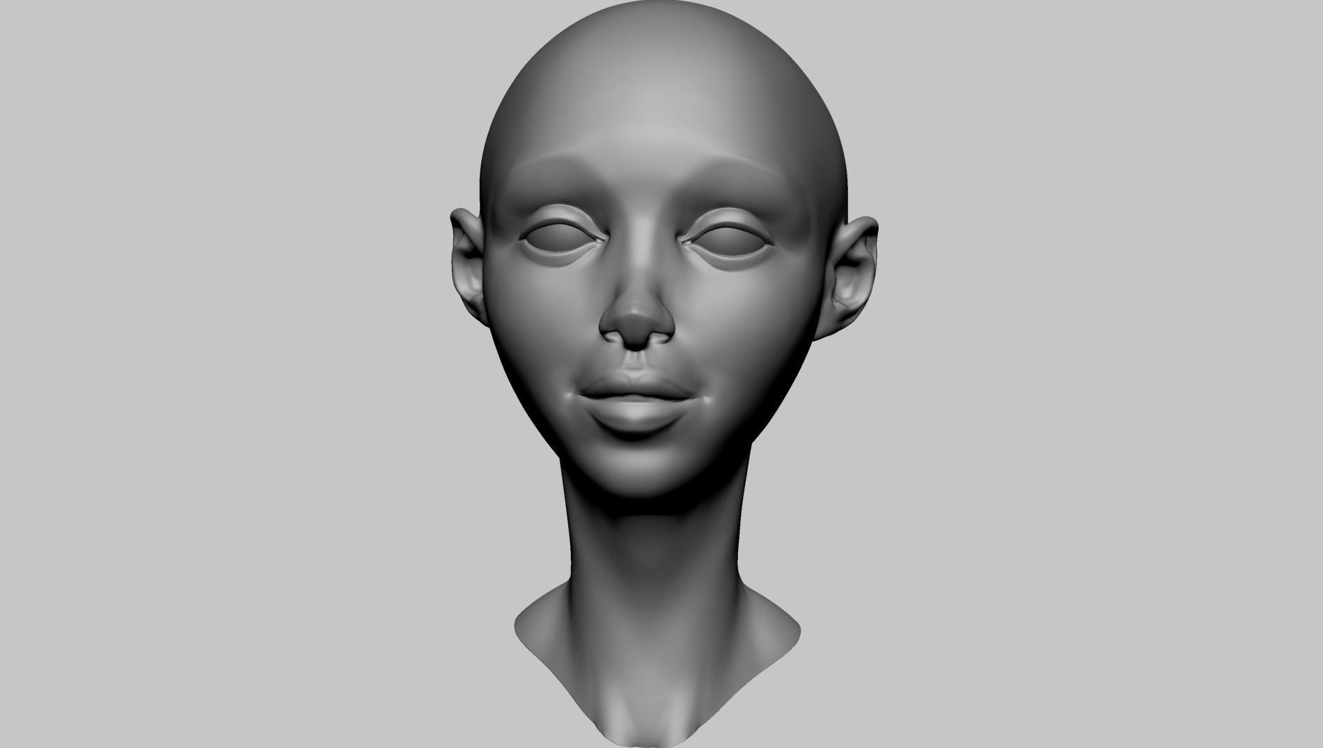 Stylized Female Head E 3D model_7