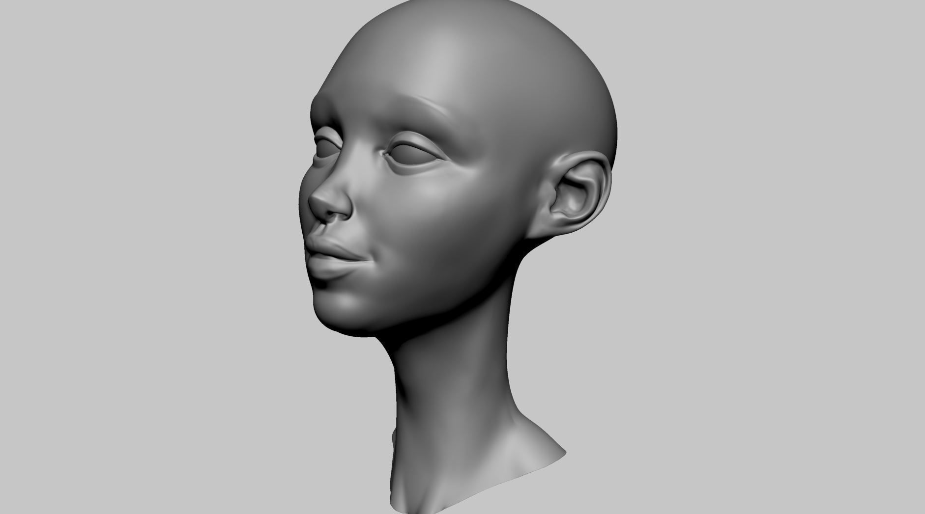 Stylized Female Head E 3D model_6