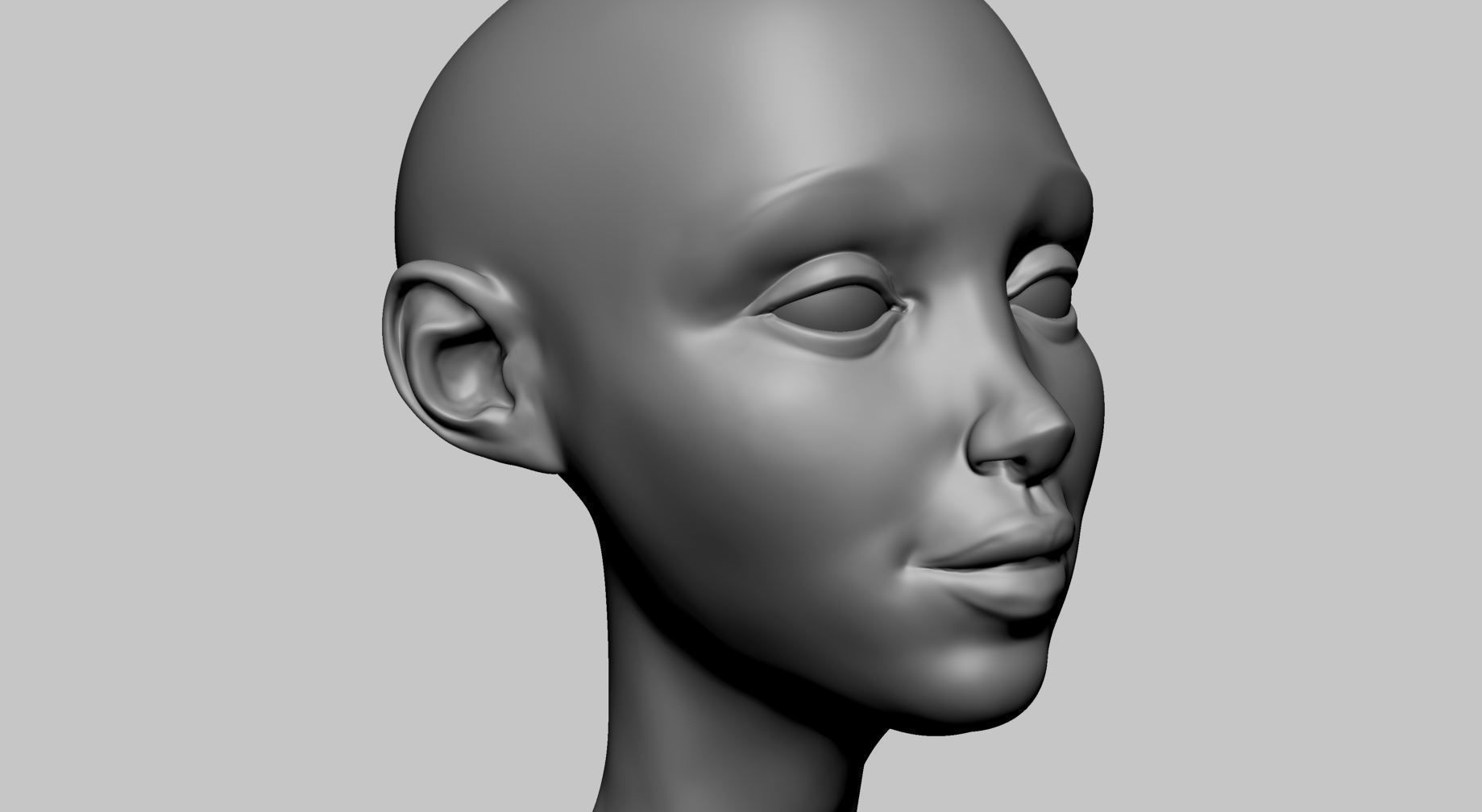 Stylized Female Head E 3D model_9