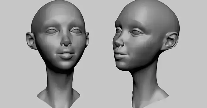Stylized Female Head E 3D model