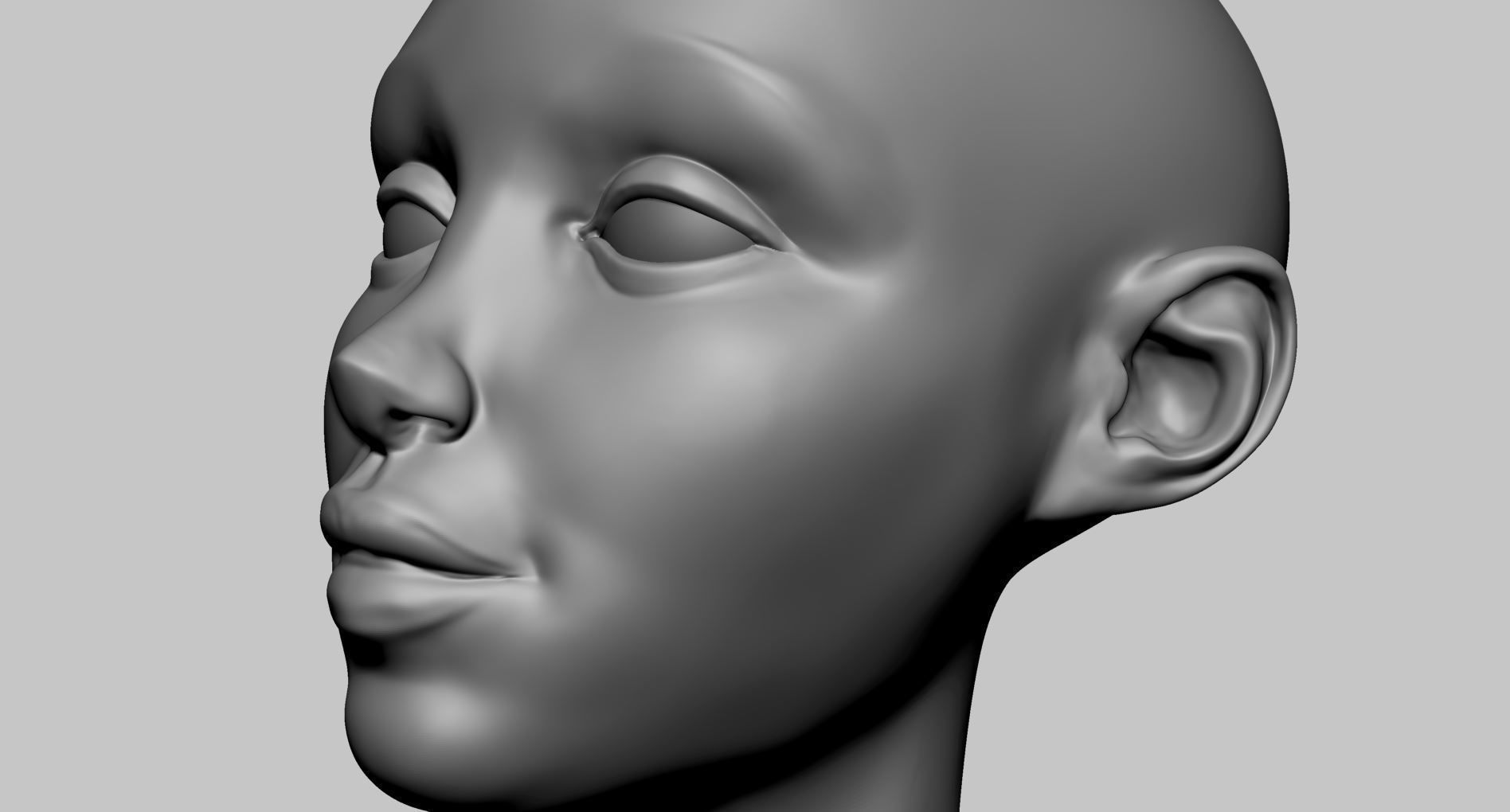 Stylized Female Head E 3D model_10