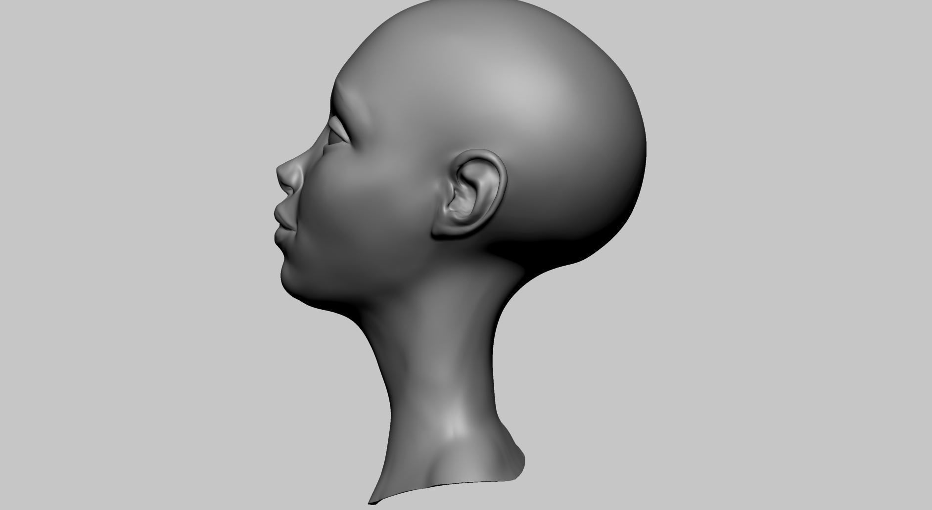Stylized Female Head E 3D model_5