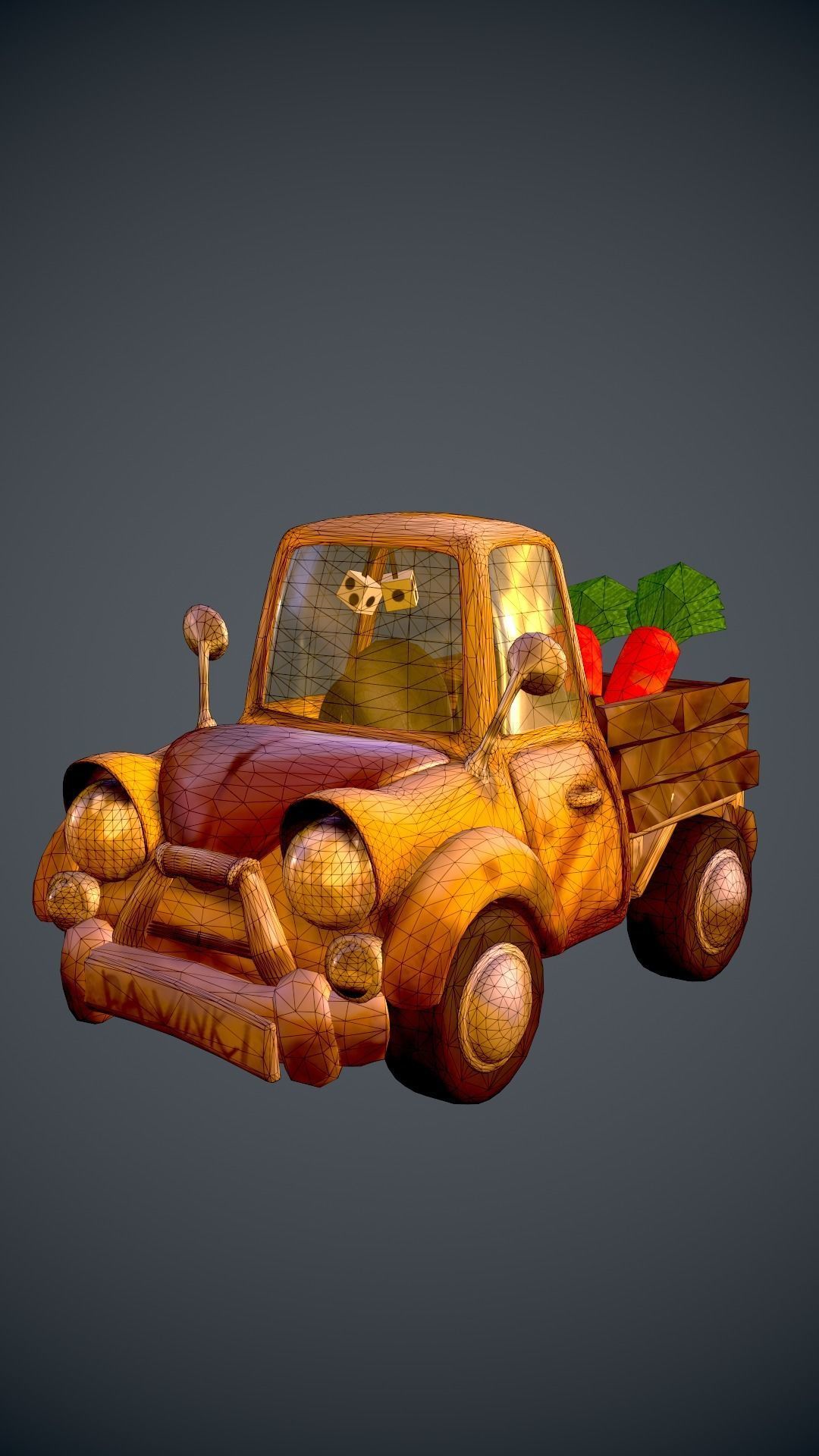 Old Truck Car Unity Game Ready Props Low-Poly Low-poly 3D model_4