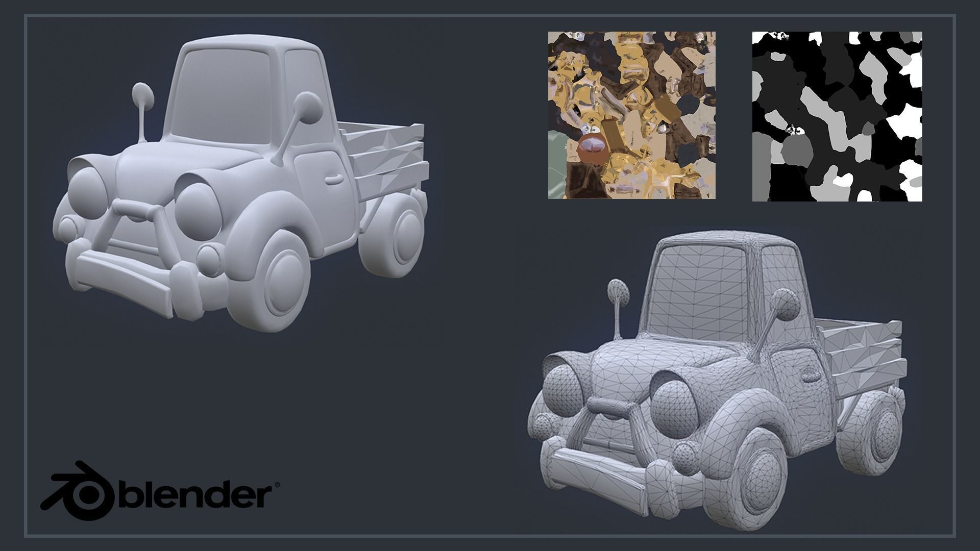 Old Truck Car Unity Game Ready Props Low-Poly Low-poly 3D model_3