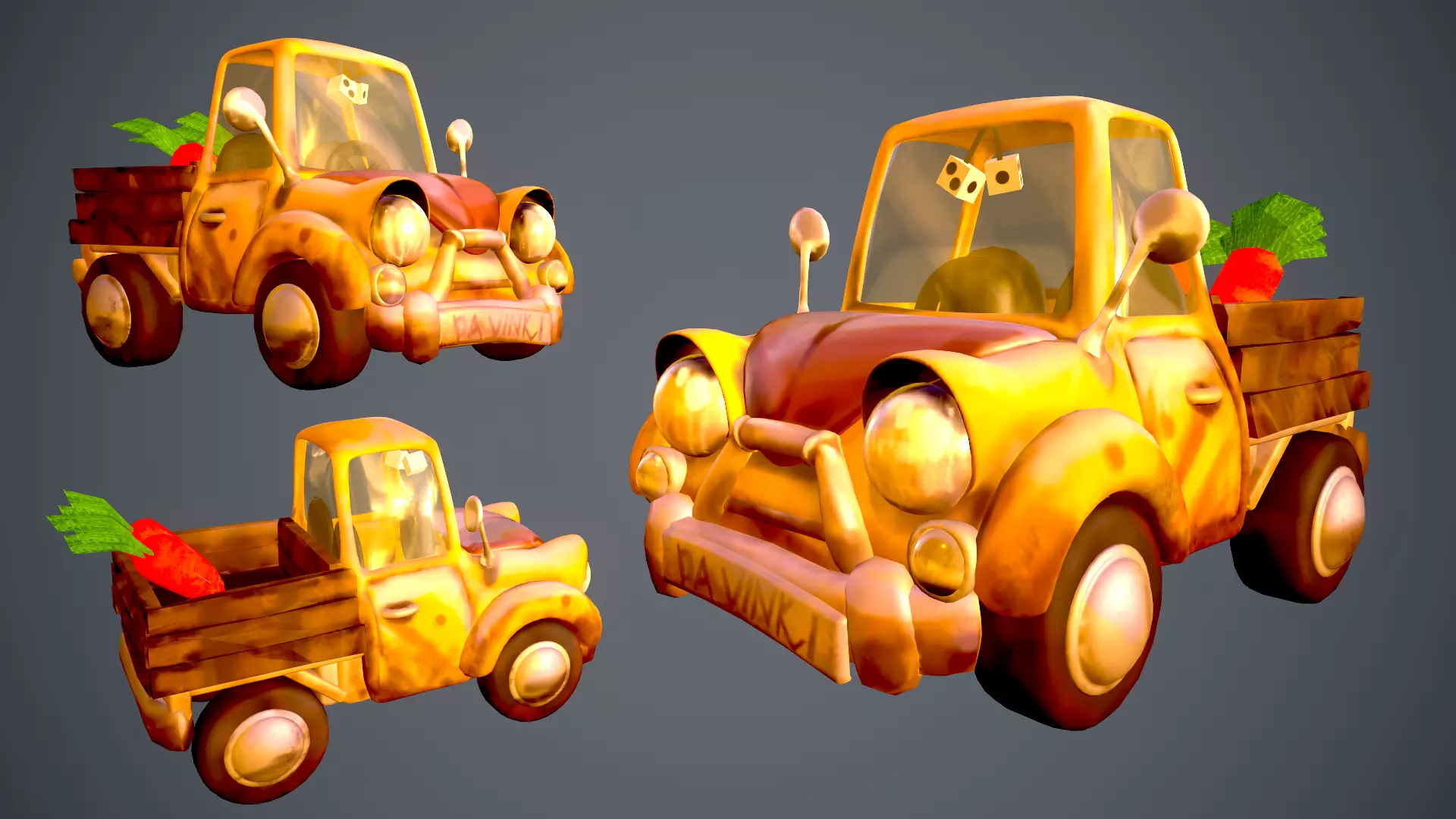Old Truck Car Unity Game Ready Props Low-Poly Low-poly 3D model_0