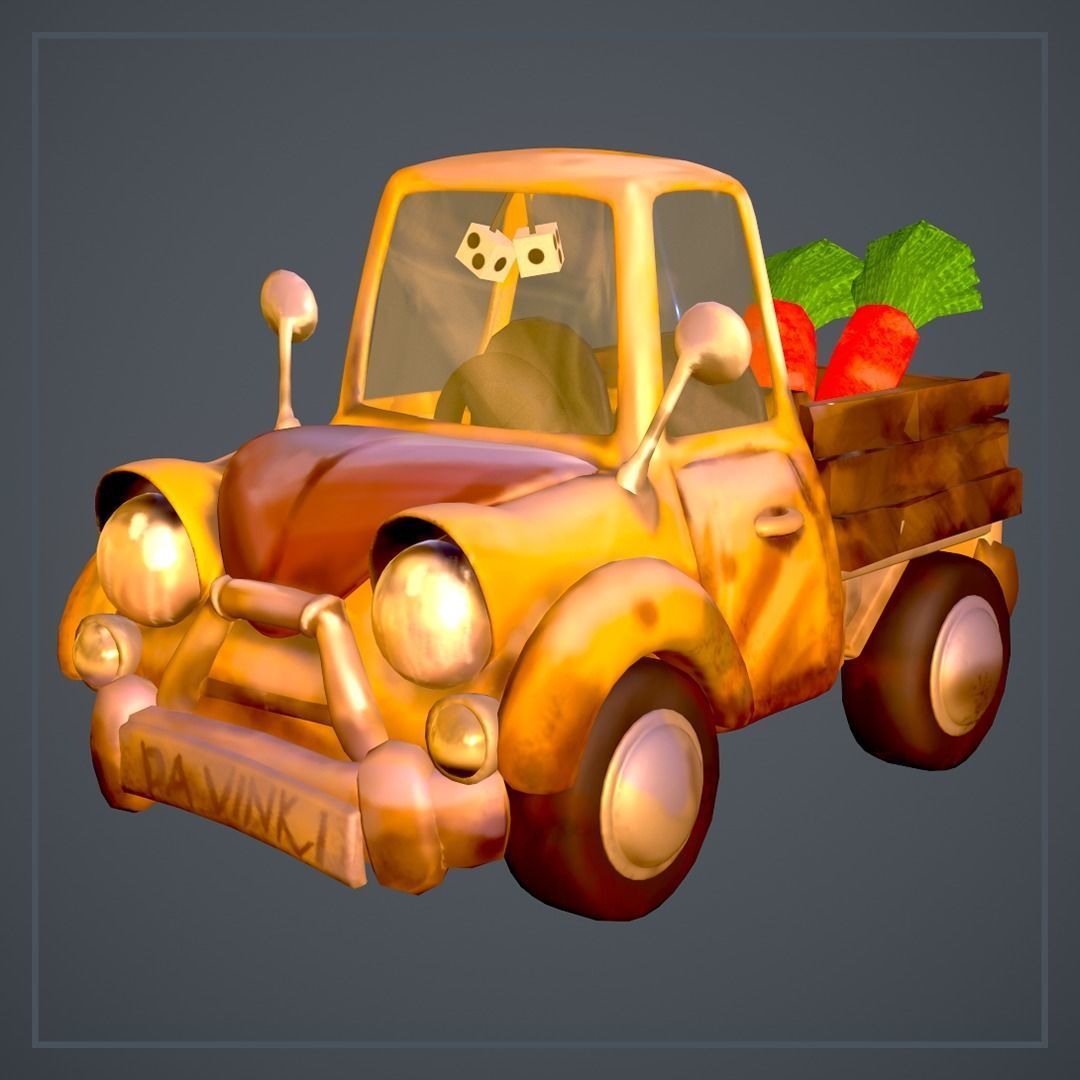 Old Truck Car Unity Game Ready Props Low-Poly Low-poly 3D model_2