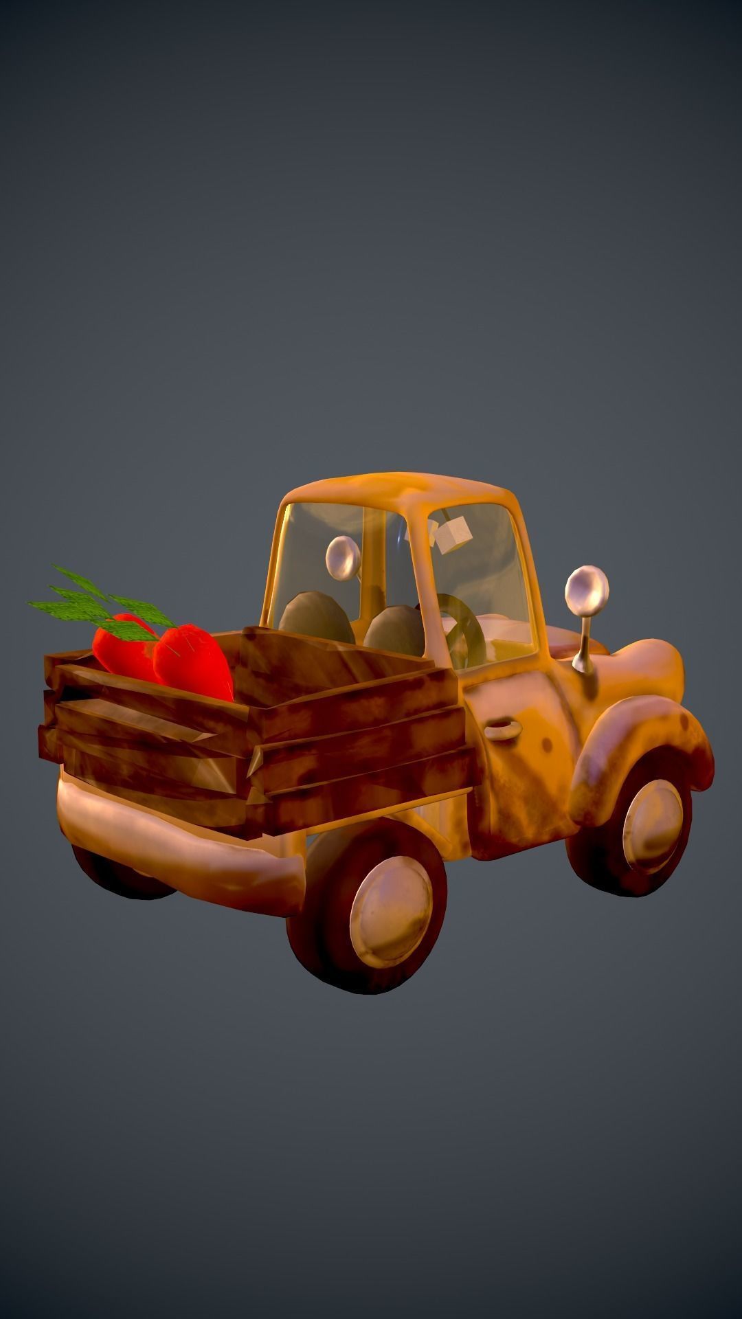 Old Truck Car Unity Game Ready Props Low-Poly Low-poly 3D model_7