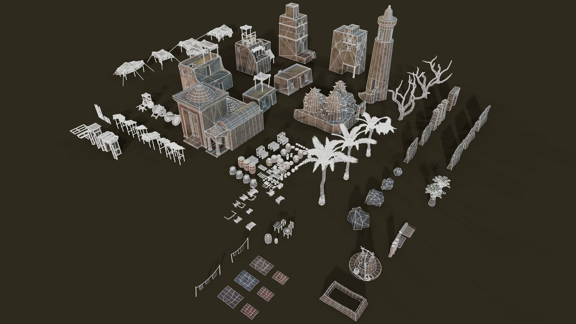 Top-Down Desert Town - LowPoly Low-poly 3D model_28