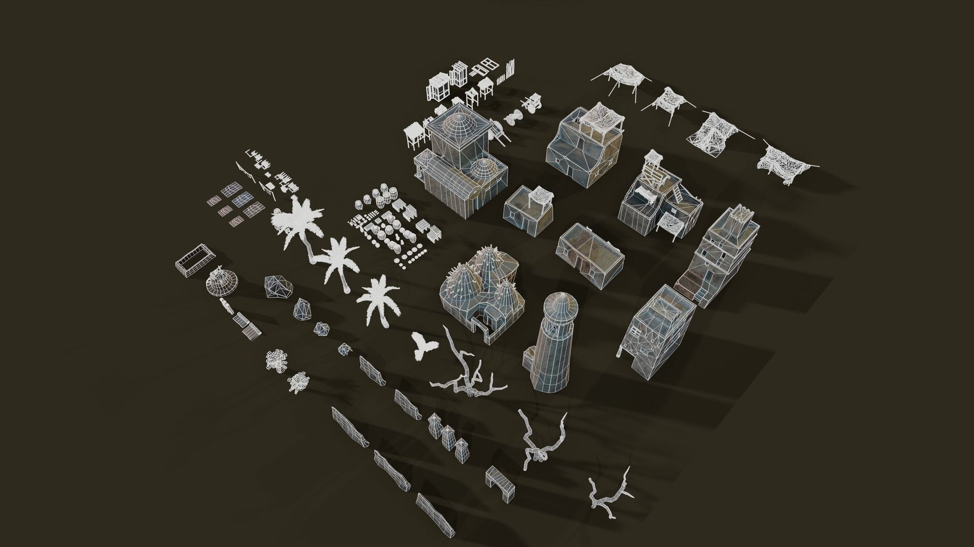 Top-Down Desert Town - LowPoly Low-poly 3D model_29