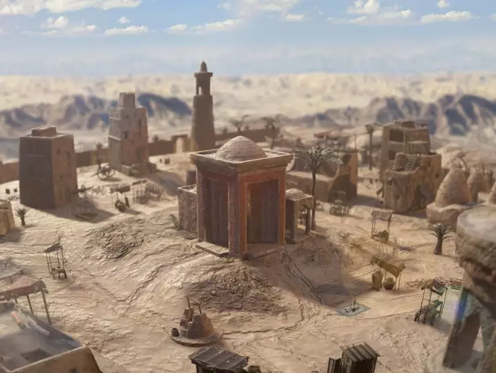 Top-Down Desert Town - LowPoly Low-poly 3D model_0