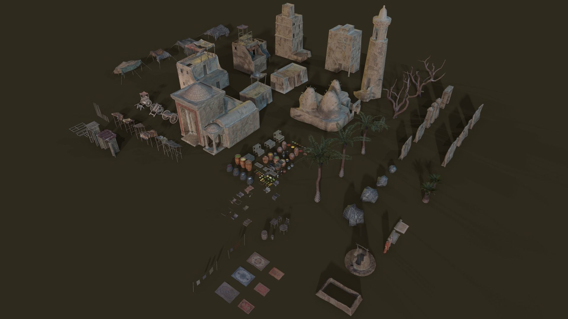 Top-Down Desert Town - LowPoly Low-poly 3D model_26