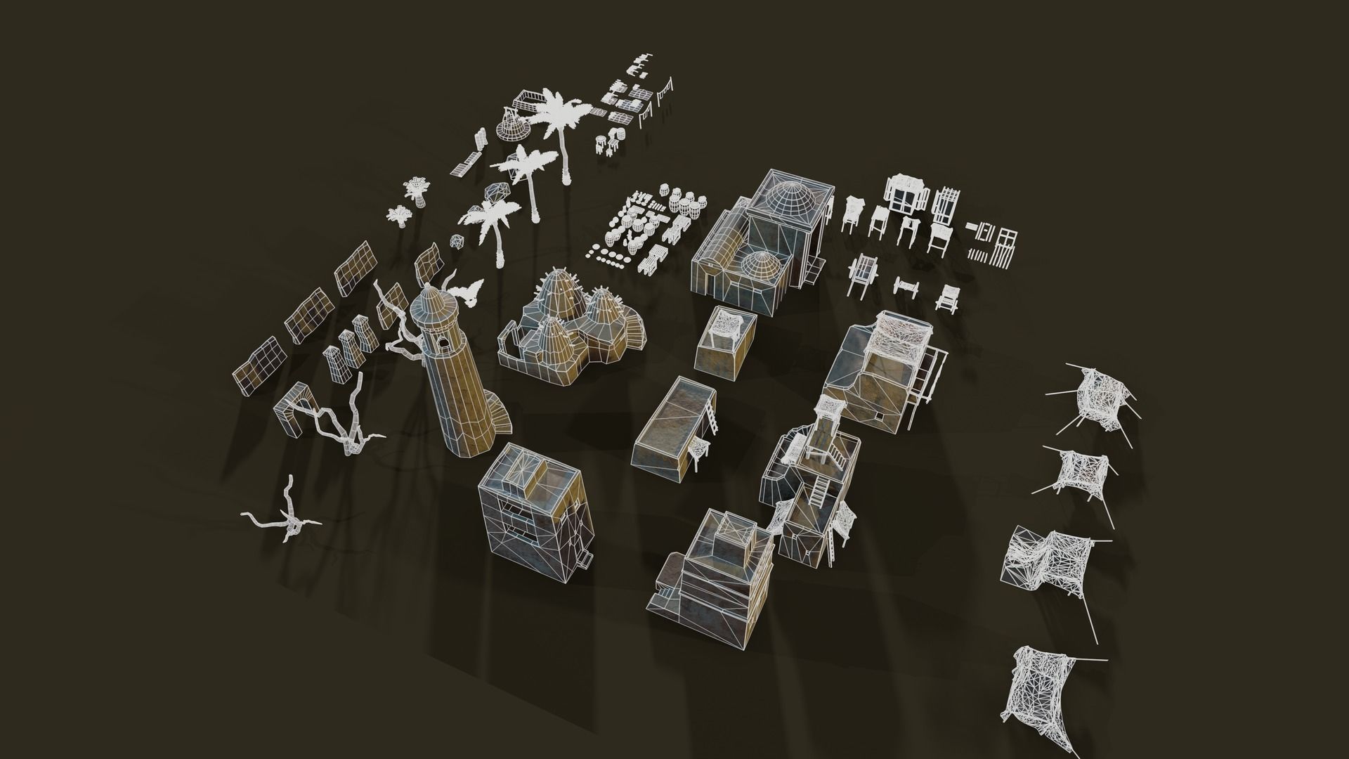 Top-Down Desert Town - LowPoly Low-poly 3D model_31