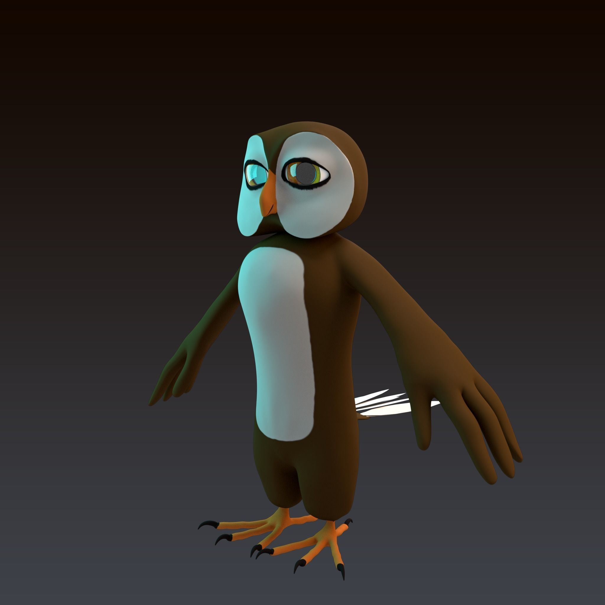 Stylized Owl NoRig Low-poly 3D model_11