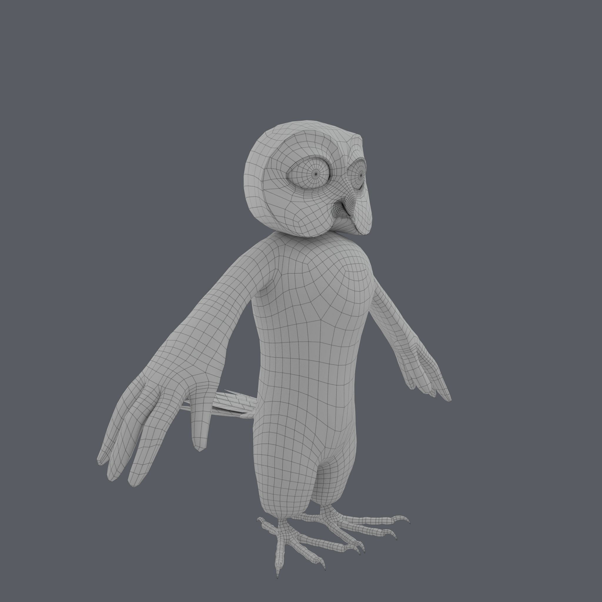 Stylized Owl NoRig Low-poly 3D model_14