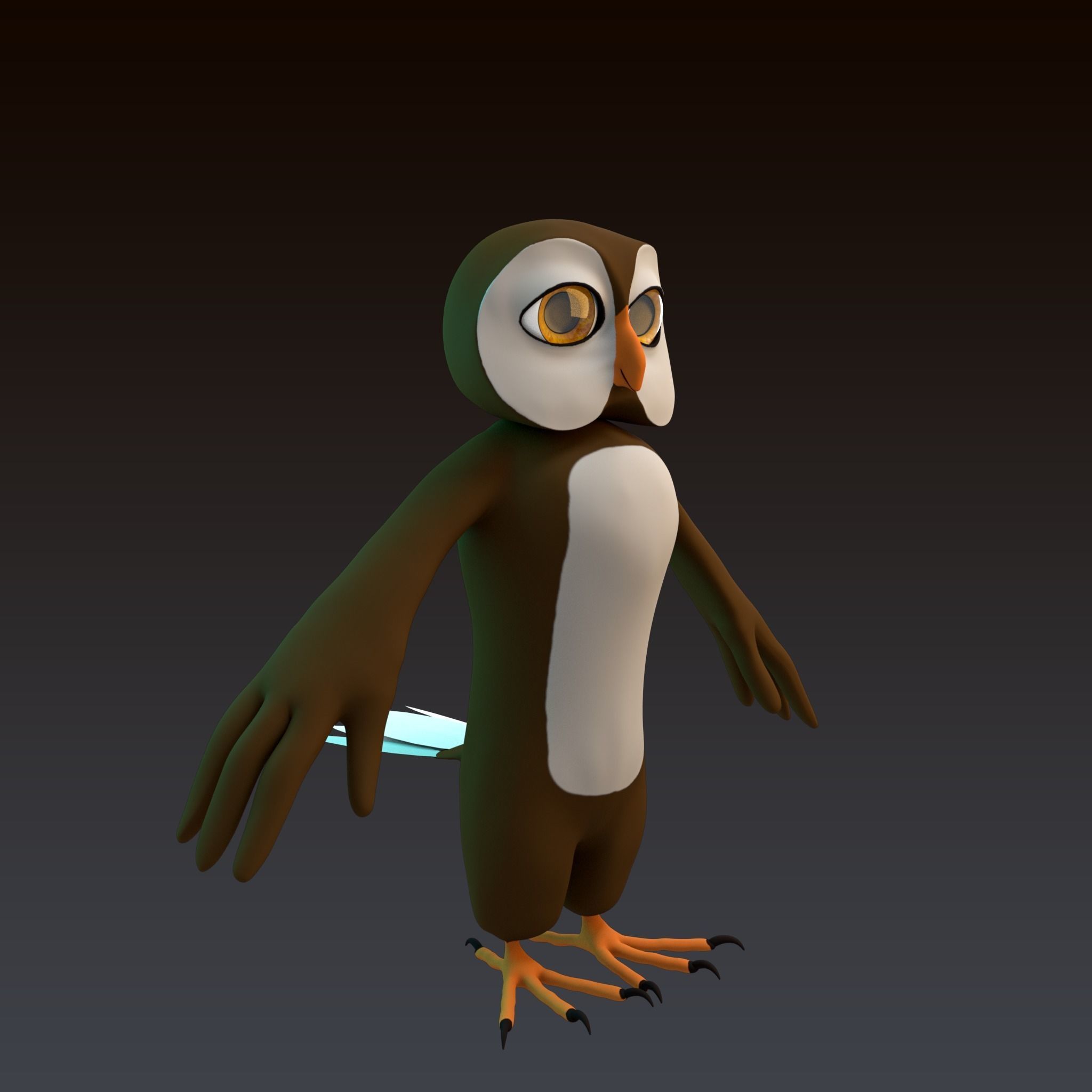 Stylized Owl NoRig Low-poly 3D model_3