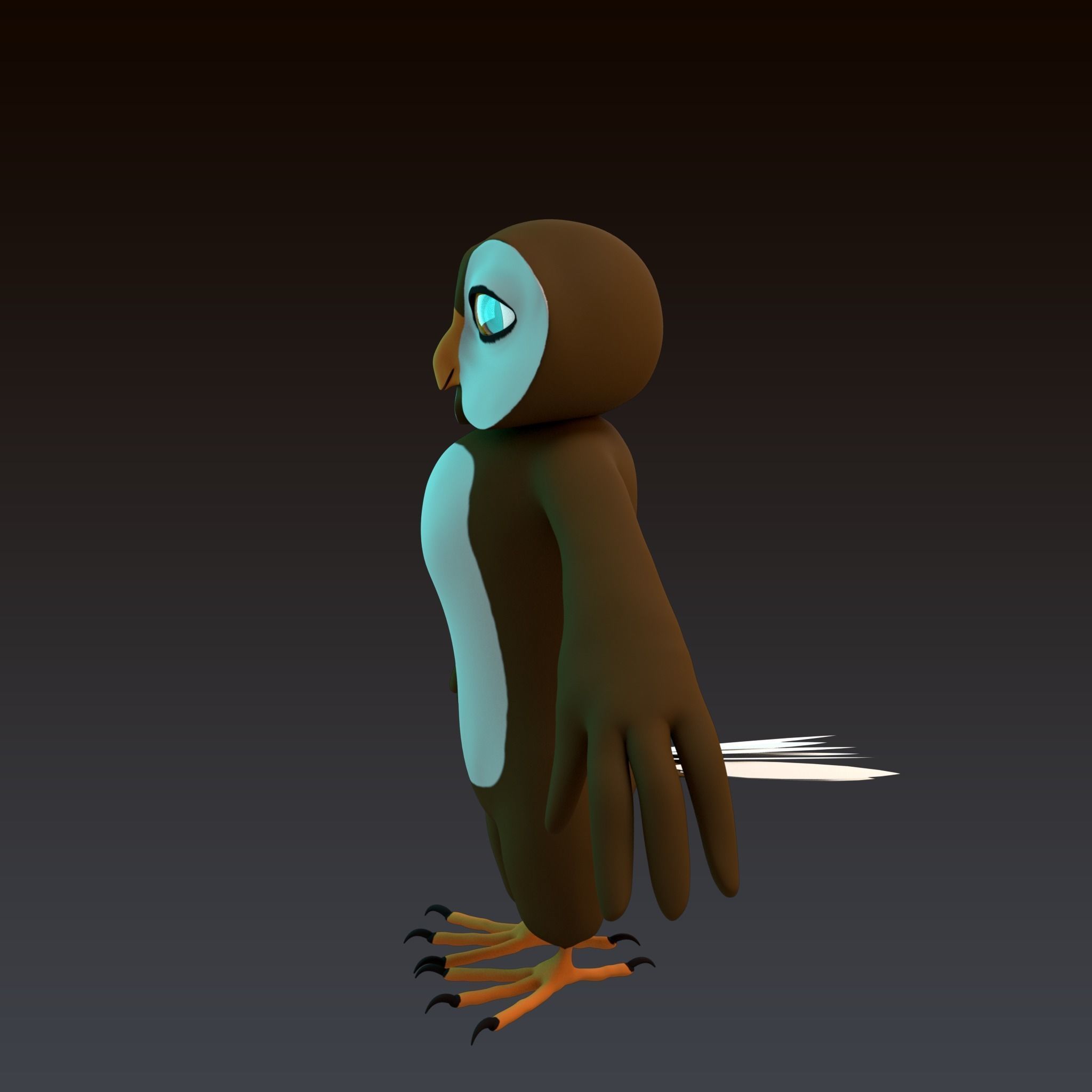 Stylized Owl NoRig Low-poly 3D model_10