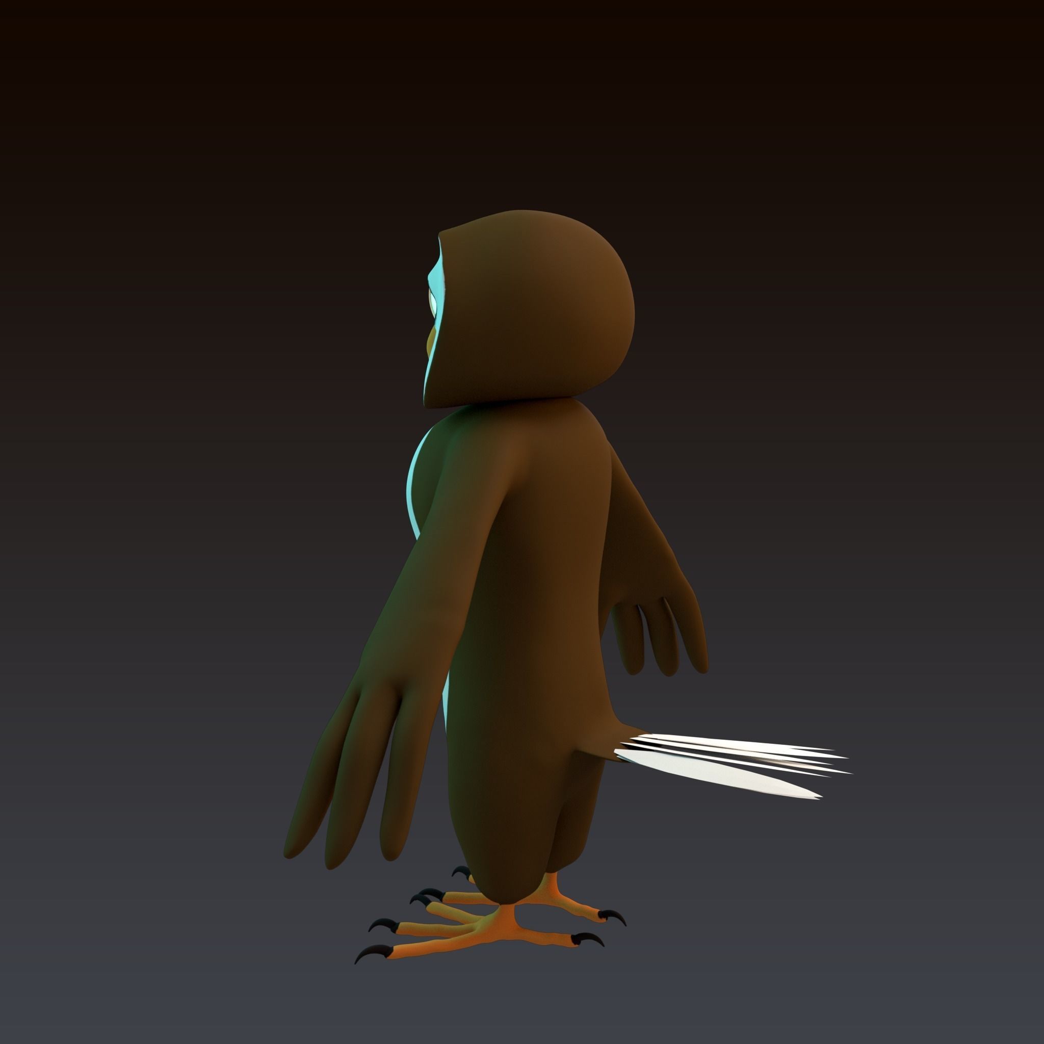Stylized Owl NoRig Low-poly 3D model_9