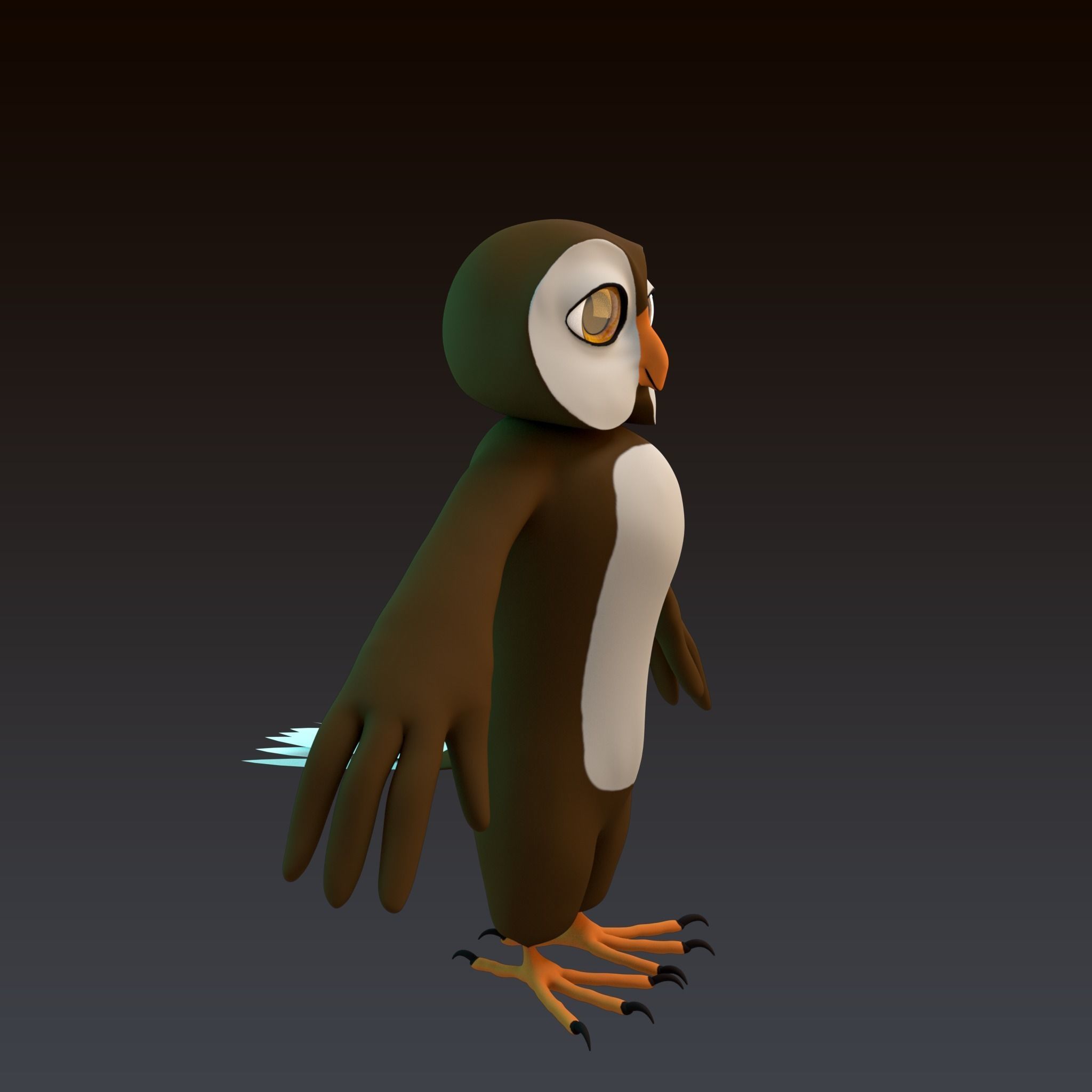 Stylized Owl NoRig Low-poly 3D model_4