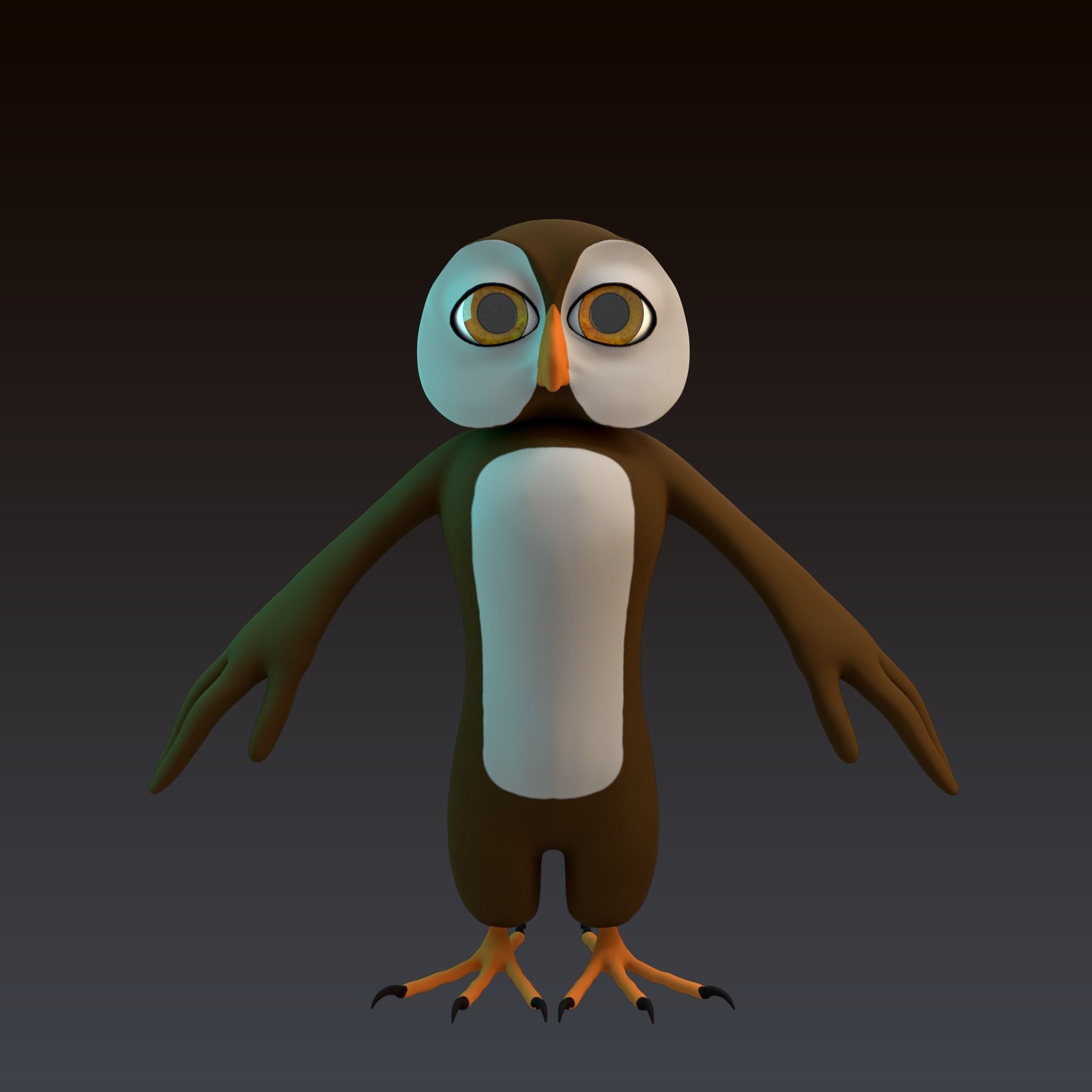 Stylized Owl NoRig Low-poly 3D model_1