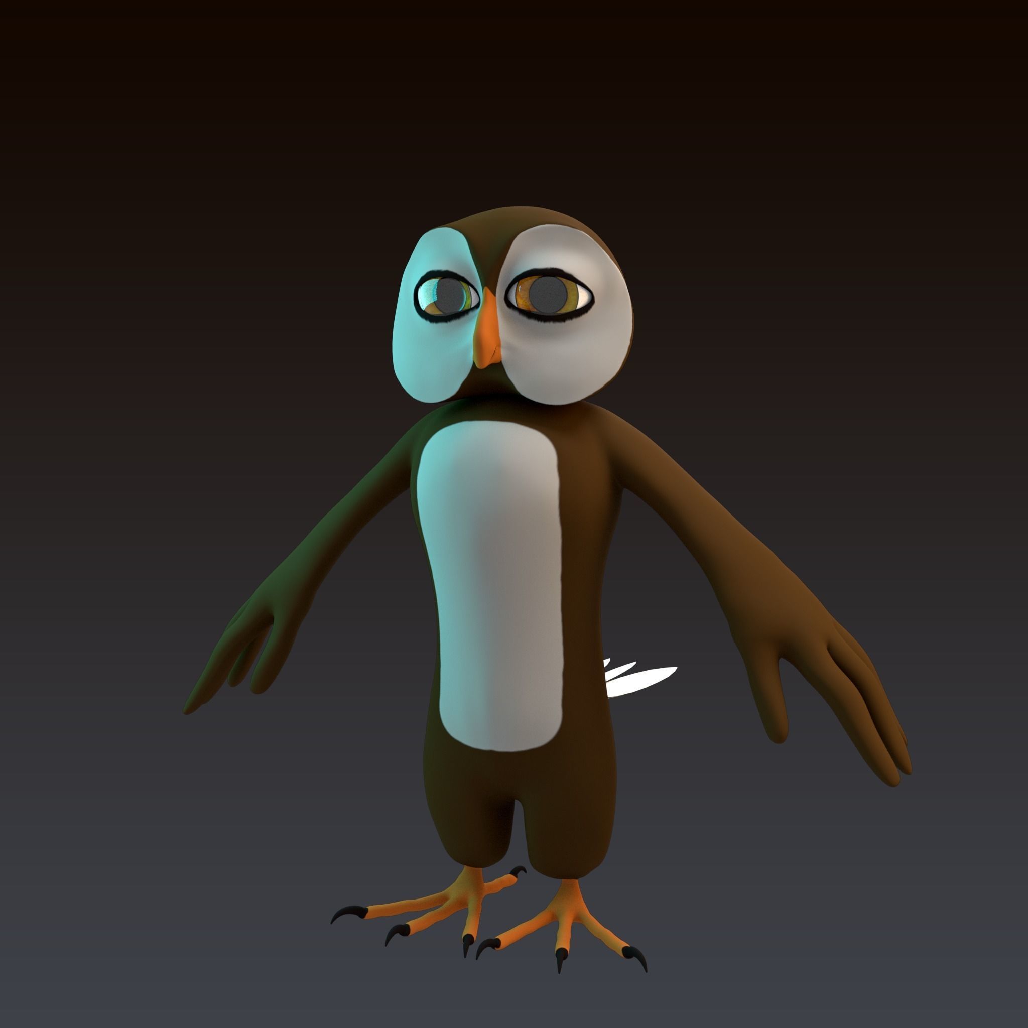 Stylized Owl NoRig Low-poly 3D model_12