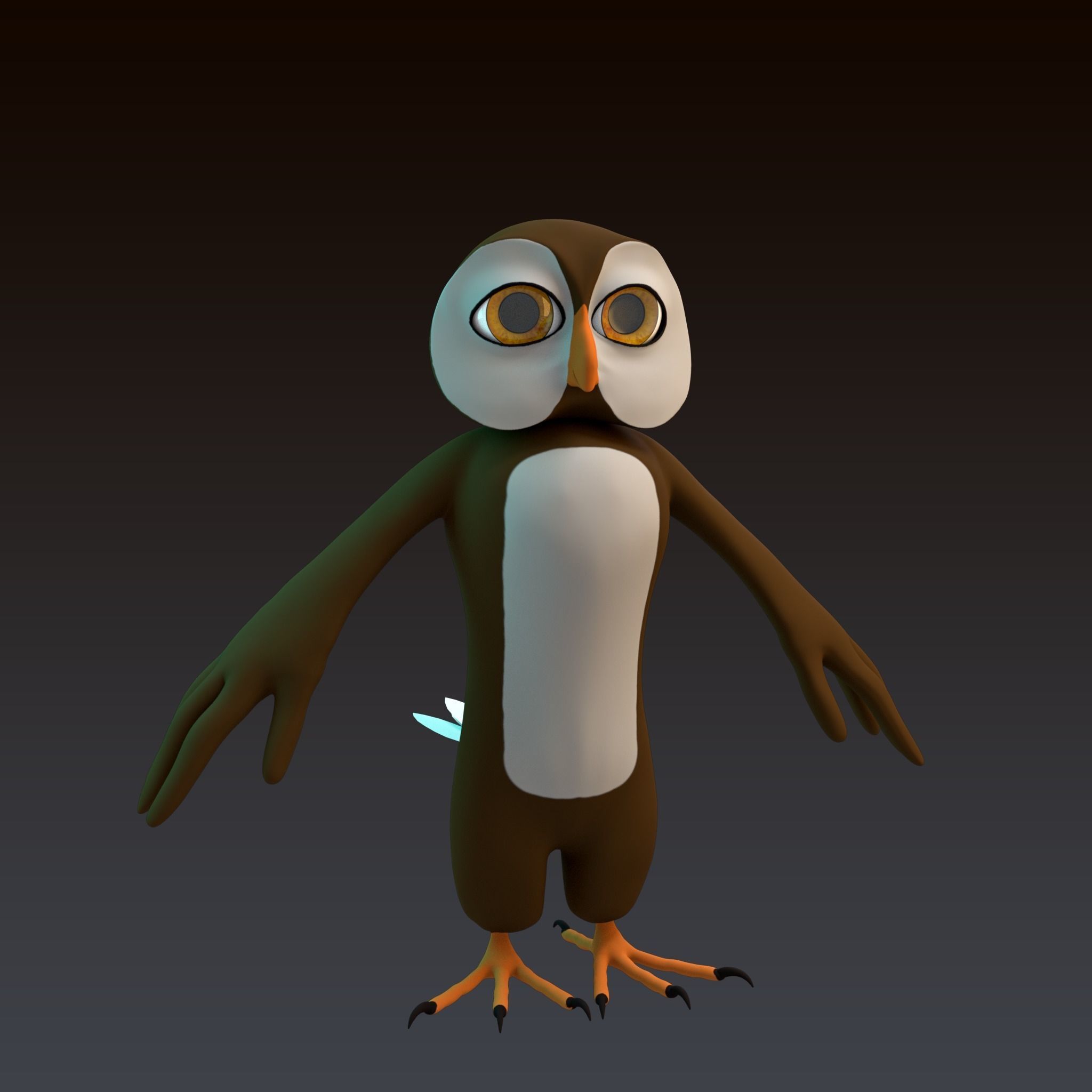 Stylized Owl NoRig Low-poly 3D model_2