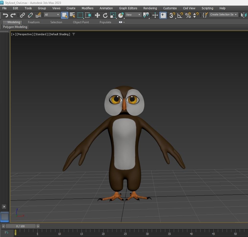 Stylized Owl NoRig Low-poly 3D model_18