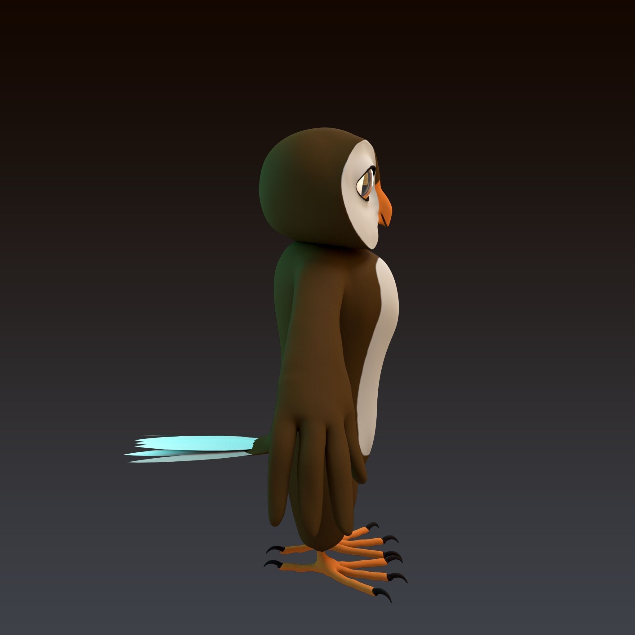 Stylized Owl NoRig Low-poly 3D model_5