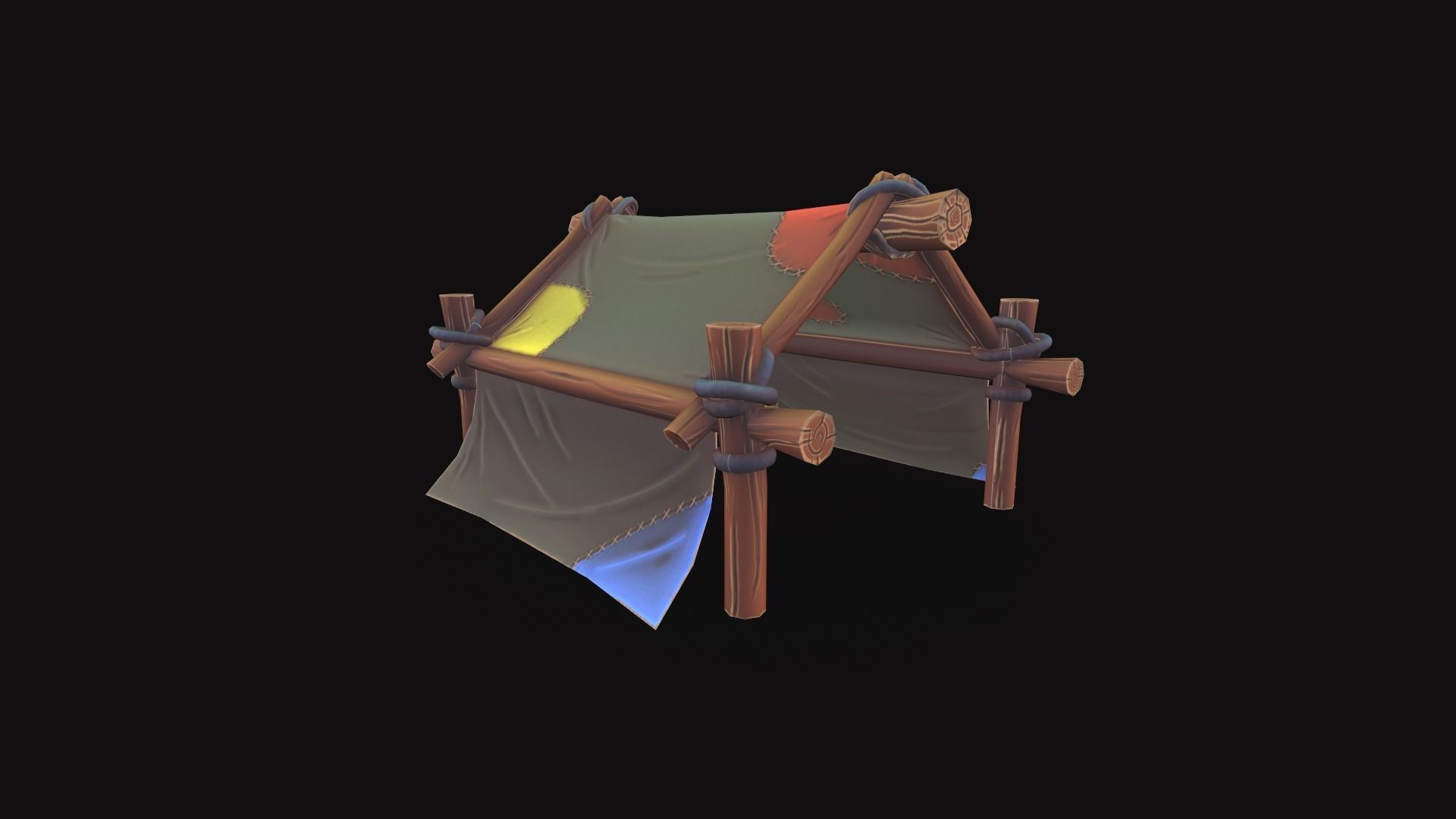 Stylized Tent Low-poly 3D model_6