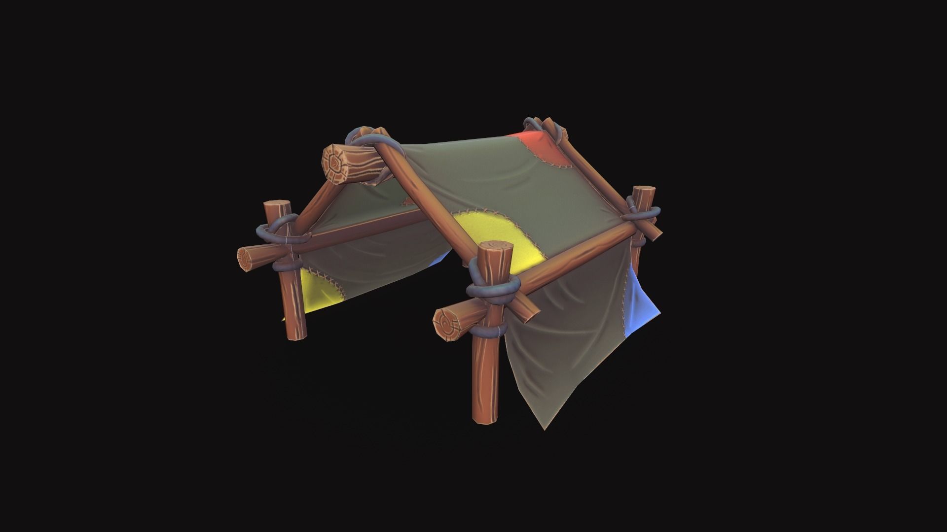 Stylized Tent Low-poly 3D model_3