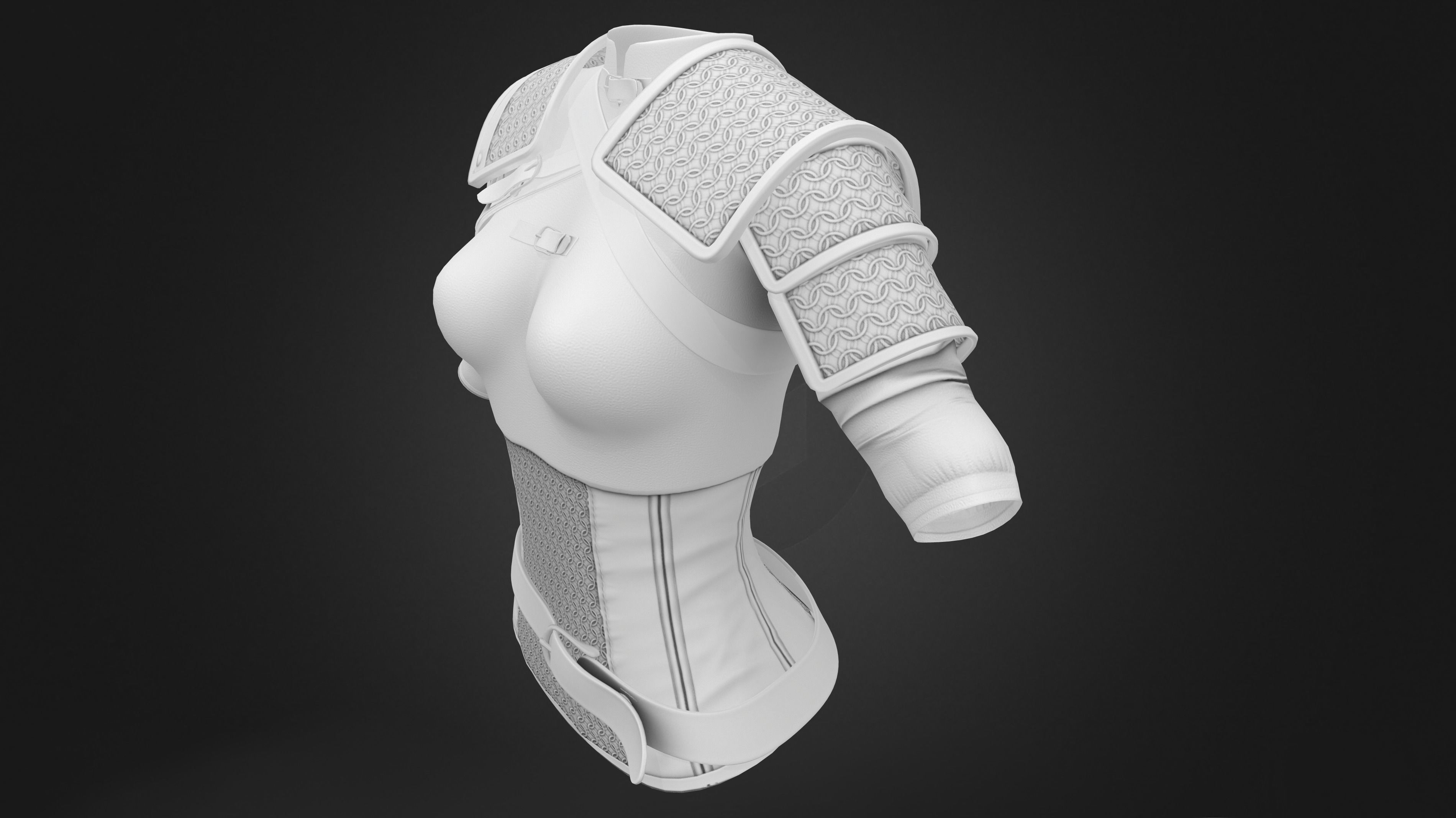 Medieval Female Warrior Top With Shoulder Guards Low-poly 3D model_8