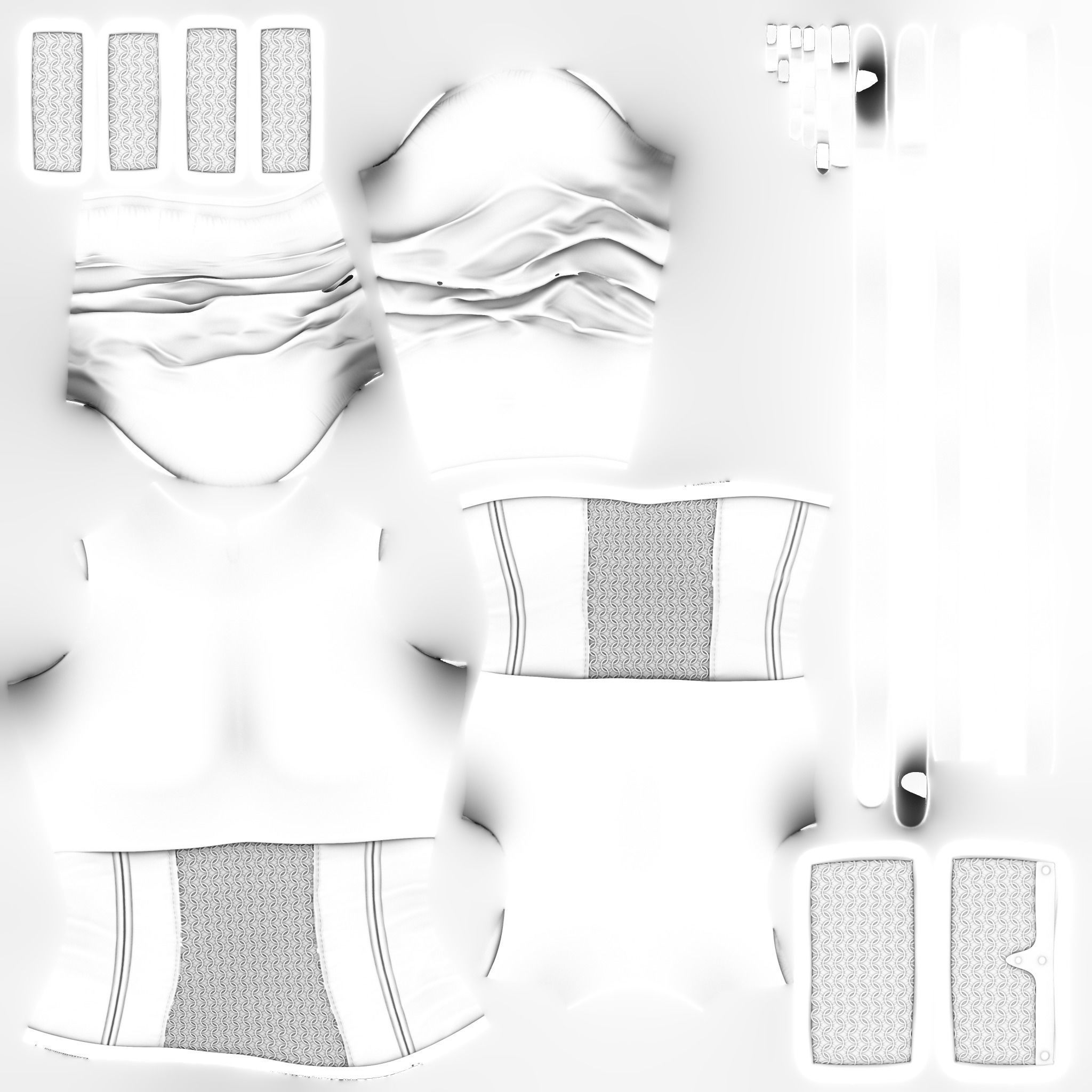 Medieval Female Warrior Top With Shoulder Guards Low-poly 3D model_12